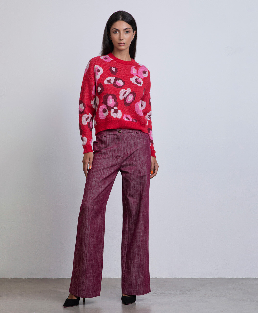 Markup Donna Maglieria Girocollo fiori jacquard maglia