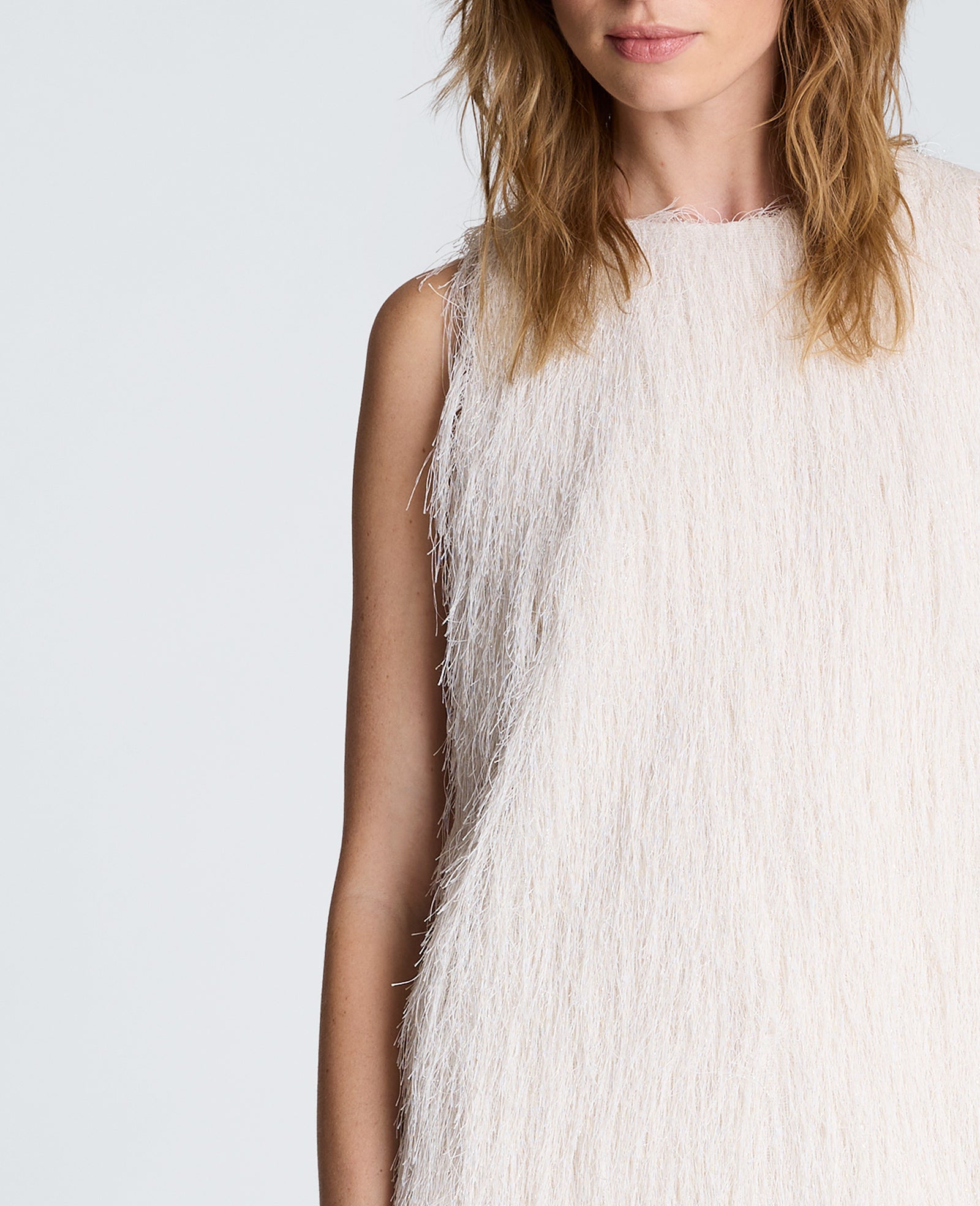 Kenneth Cole Reaction Clothing Fringed Mini Dress abito mini Oyster frange