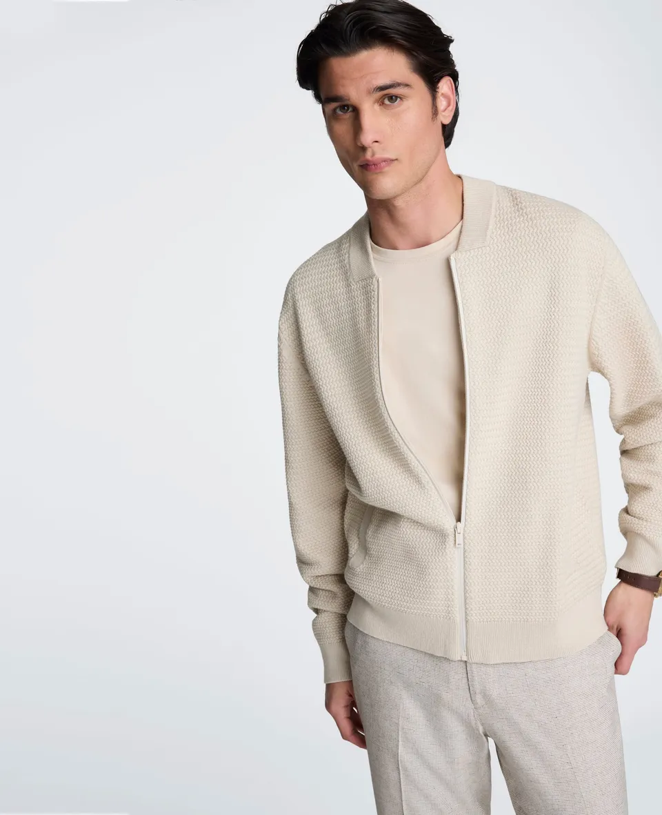 Kenneth Cole Reaction Clothing Sweater Bomber Jacket giacca bomber bianca S-XXL in maglia waffle