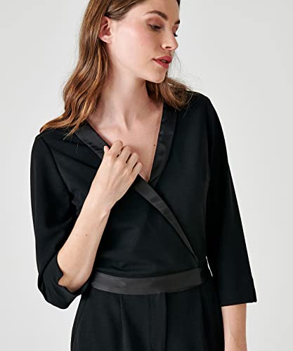 Damart Prêt-à-porter tuta pantaloni donna dettagli satinati nera 52