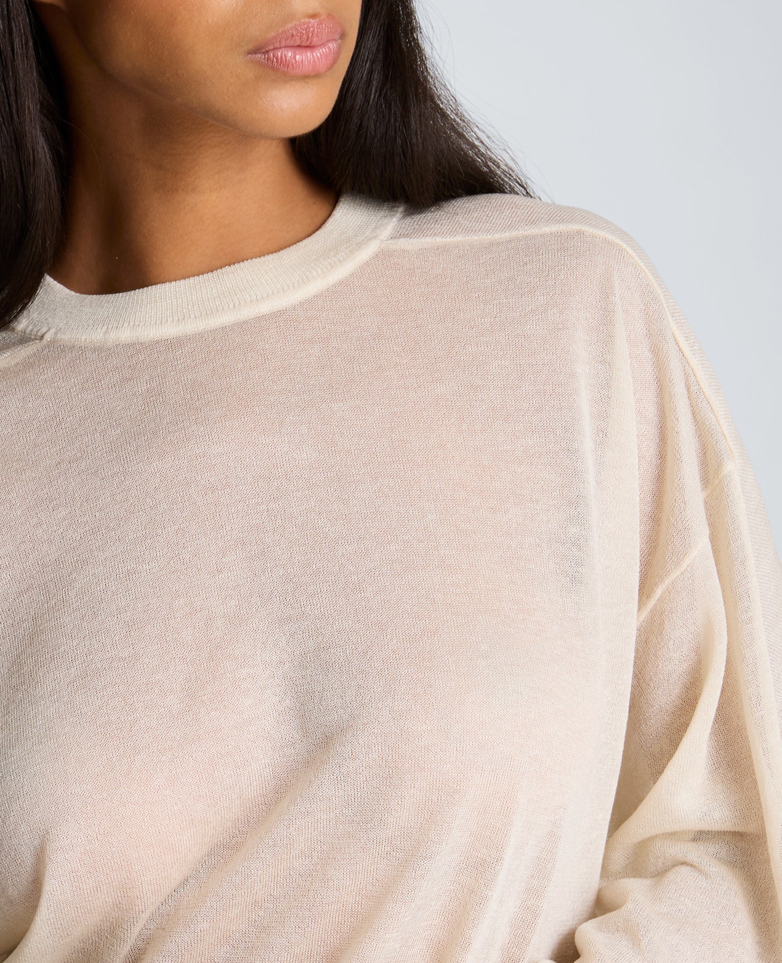 Kenneth Cole Reaction Clothing Sheer Crew Neck Sweatshirt felpa color oyster in acrilico