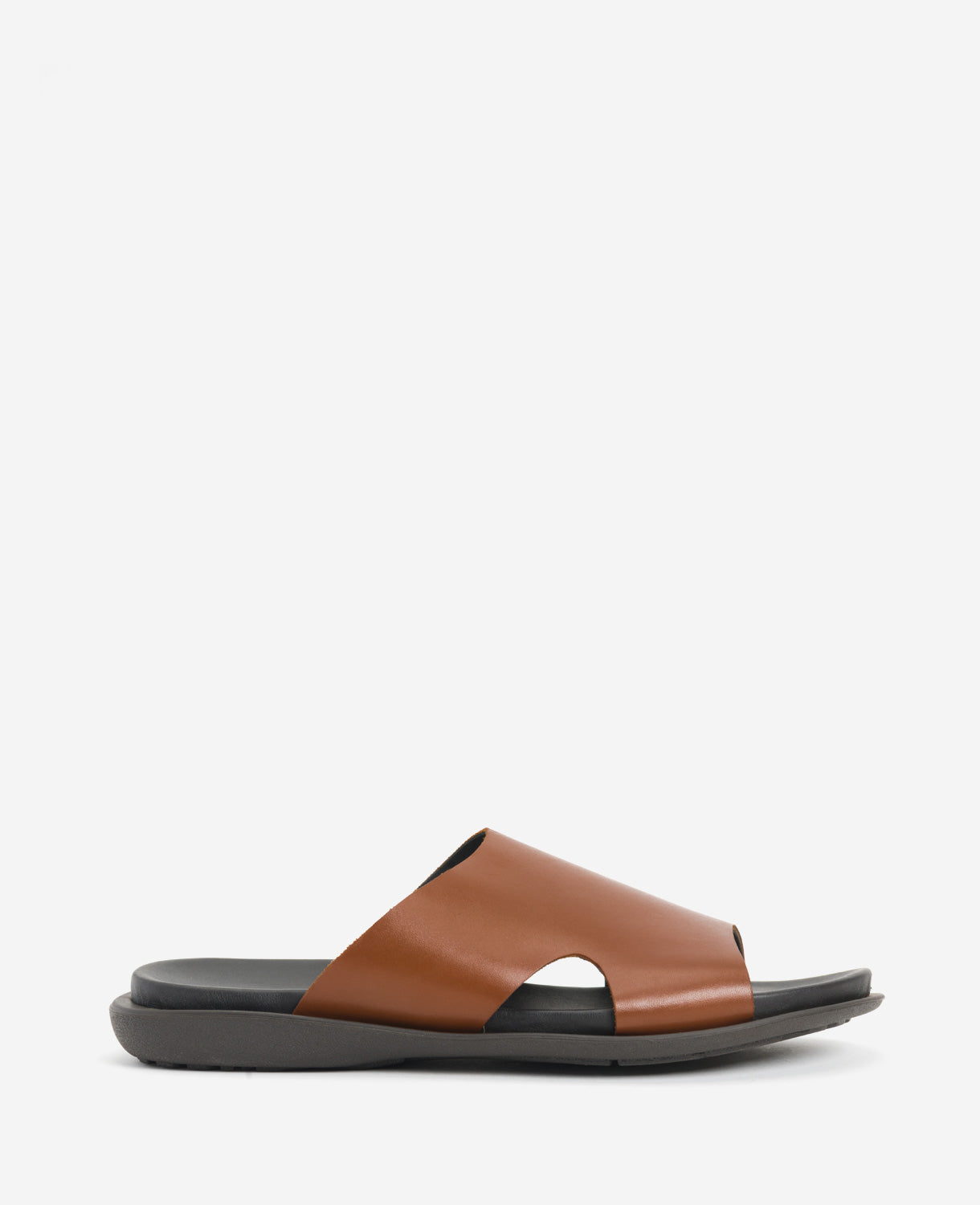 Kenneth Cole Reaction Shoes Sand-Y Beach Leather Slide Sandal sandalo cognac