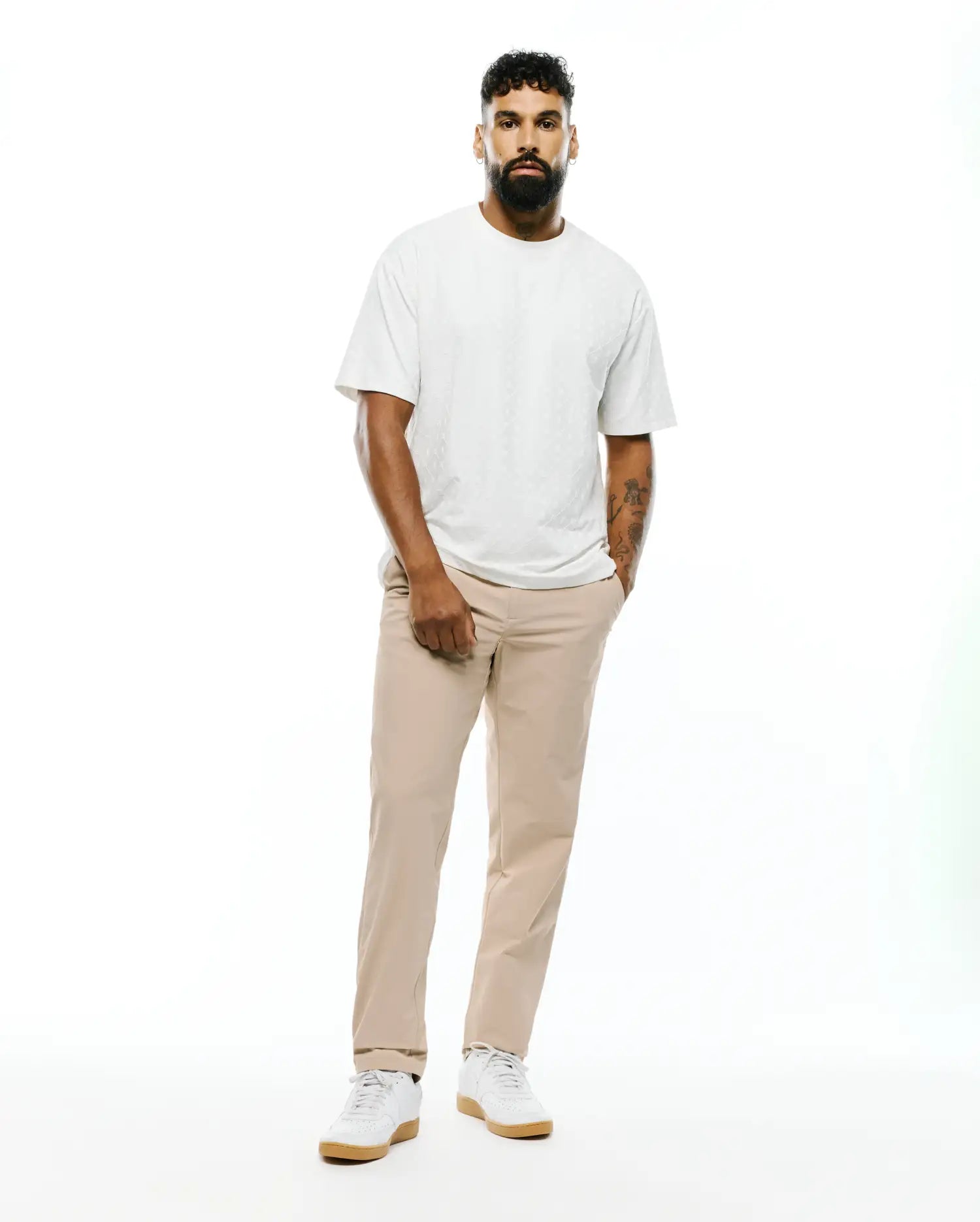 Psycho Bunny Men's Pants Edward 10K pantaloni tapered beige elasticizzati
