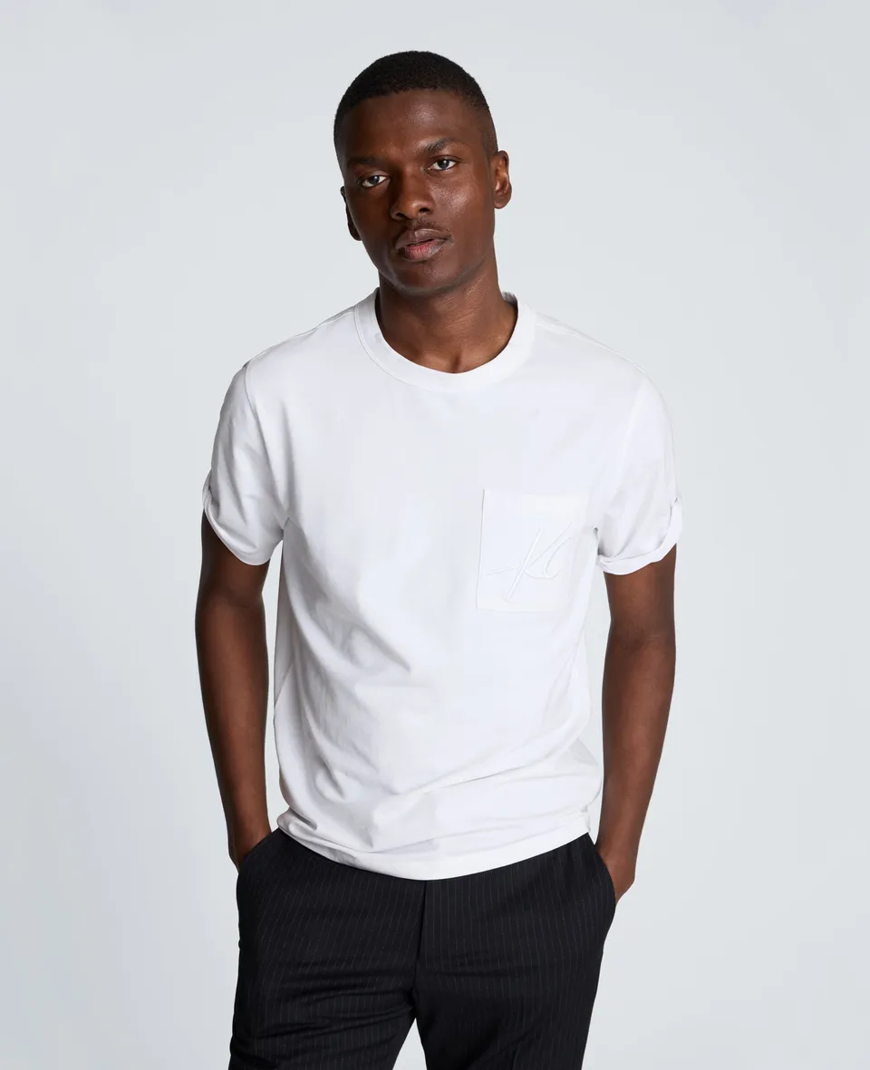 Kenneth Cole Reaction Crew Tee with Pocket maglietta bianca oversize