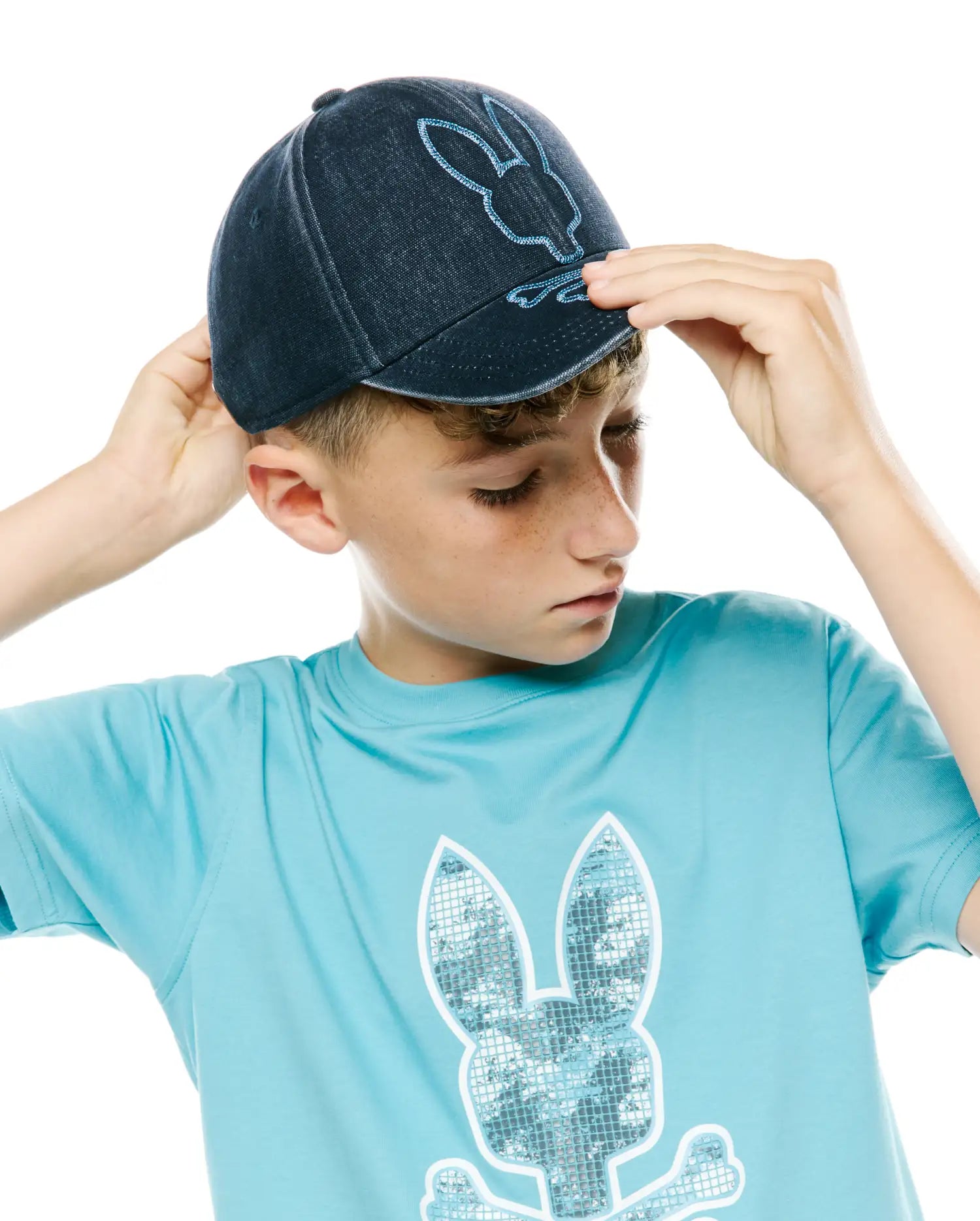 Psycho Bunny Kids Accessories Grover cappellino baseball blu O/S cotone