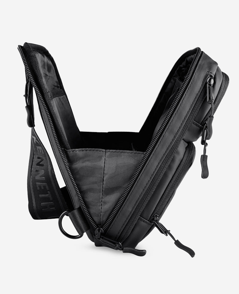 Kenneth Cole Reaction Bags Ryder Crossbody Belt Bag Marsupio Nero Organizzato