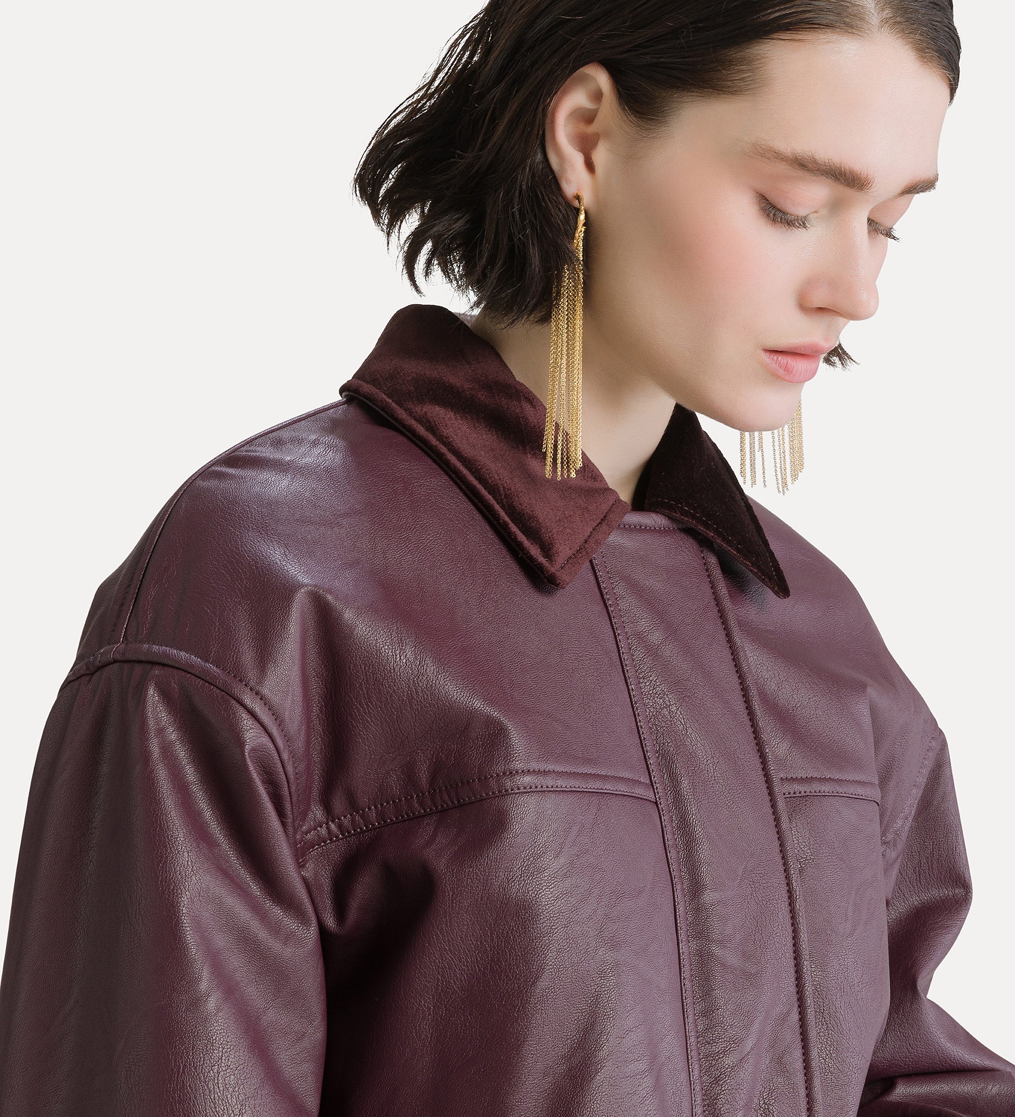 Forte giacche leather-look oversized bomber jacket bomber bordeaux