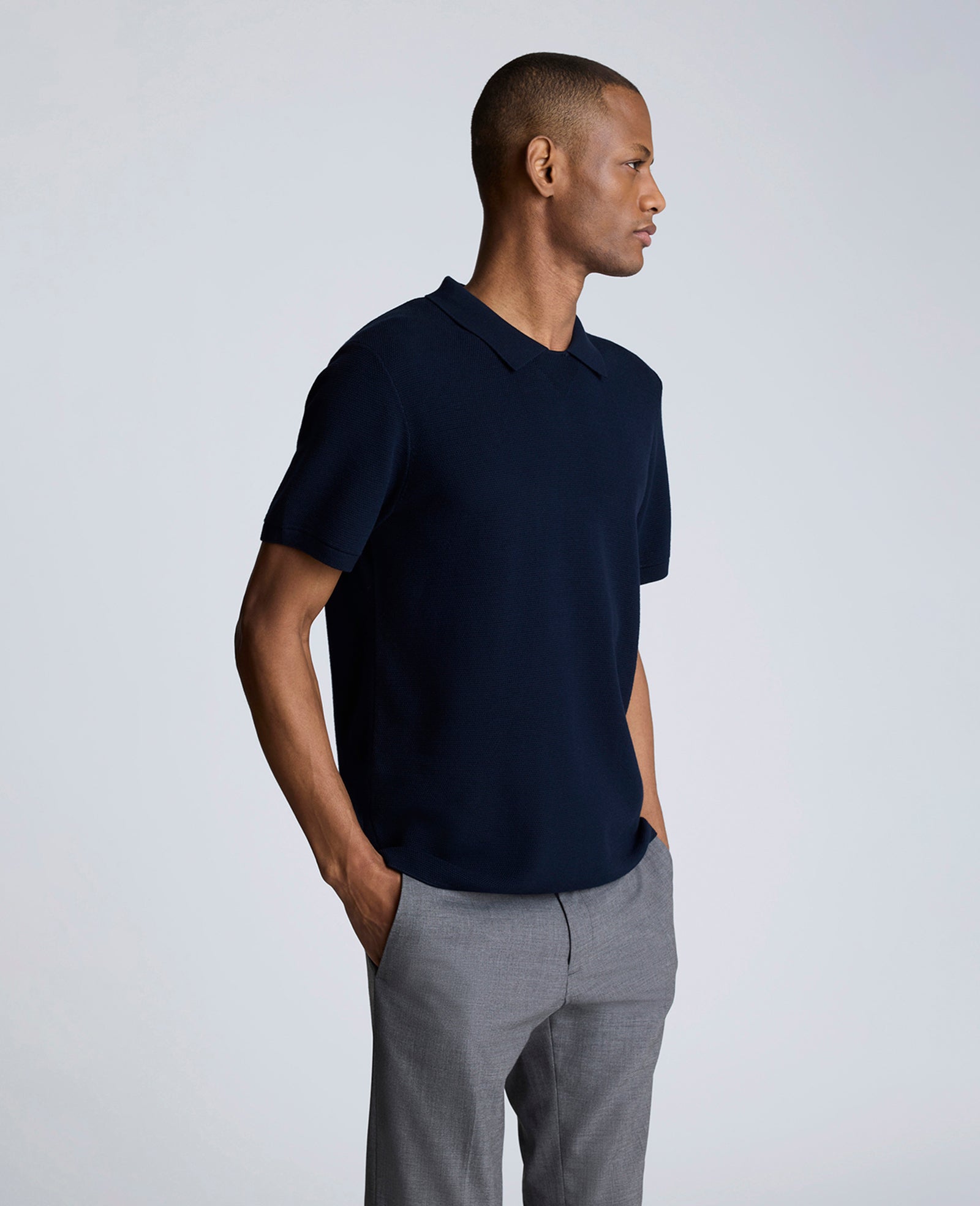 Kenneth Cole Reaction Clothing Short Sleeve Polo Sweater maglia polo blu navy