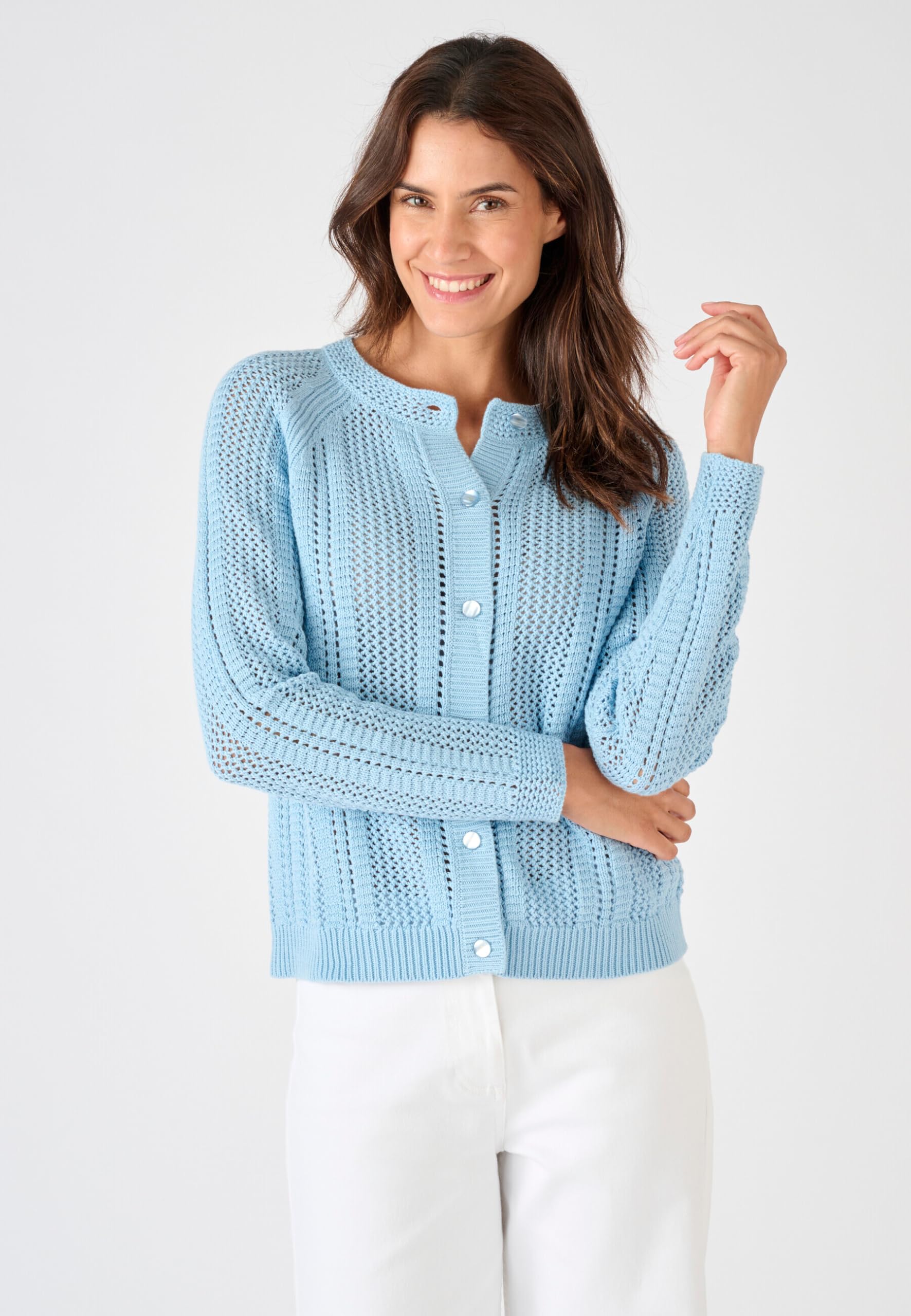 Damart Prêt-à-porter Cardigan Maglia traforata cardigan 38-44 in cotone