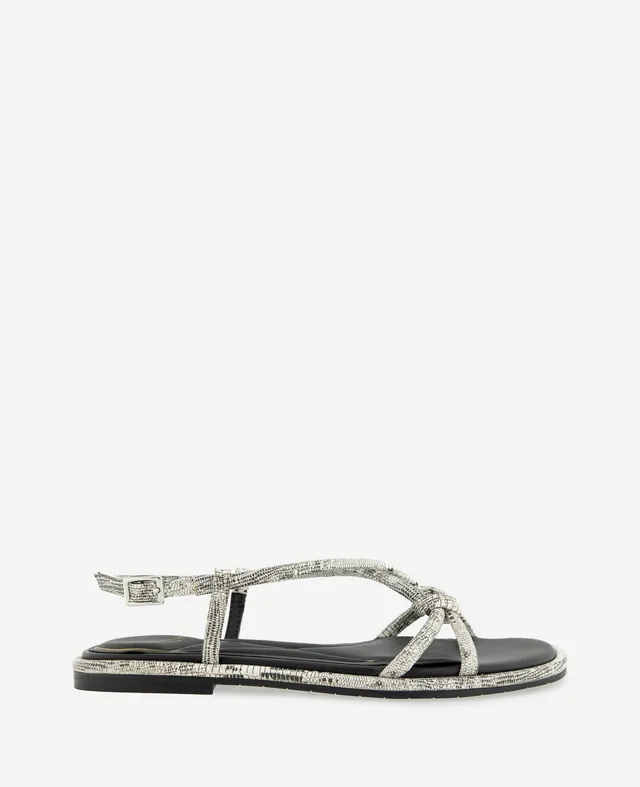 Kenneth Cole Reaction Shoes Paria Embossed Knot Detail Sandal bianco nero
