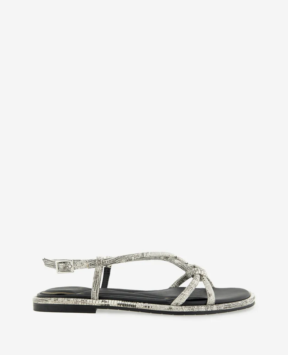 Kenneth Cole Reaction Shoes Paria Embossed Knot Detail Sandal bianco nero