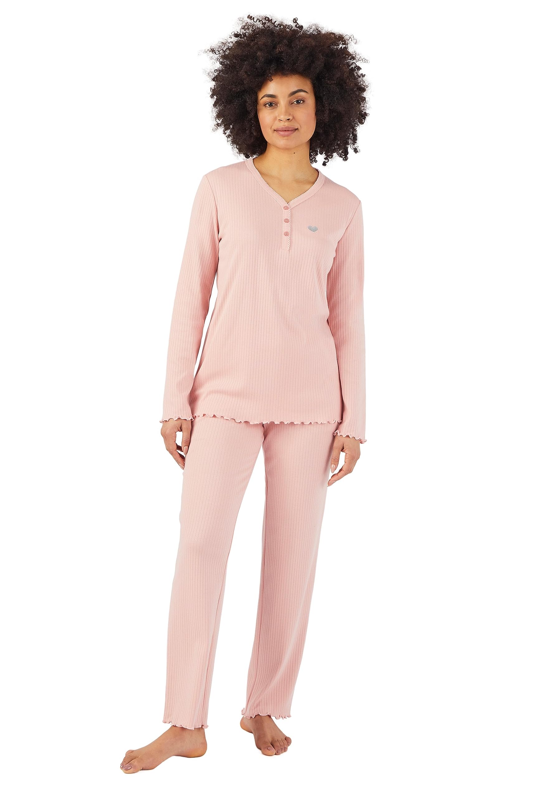 Damart Homewear pigiama da donna blu XS in maglia interlock a costine