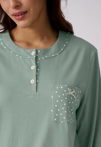 Damart Homewear pigiama donna cotone biologico taglia S blu verde piselli