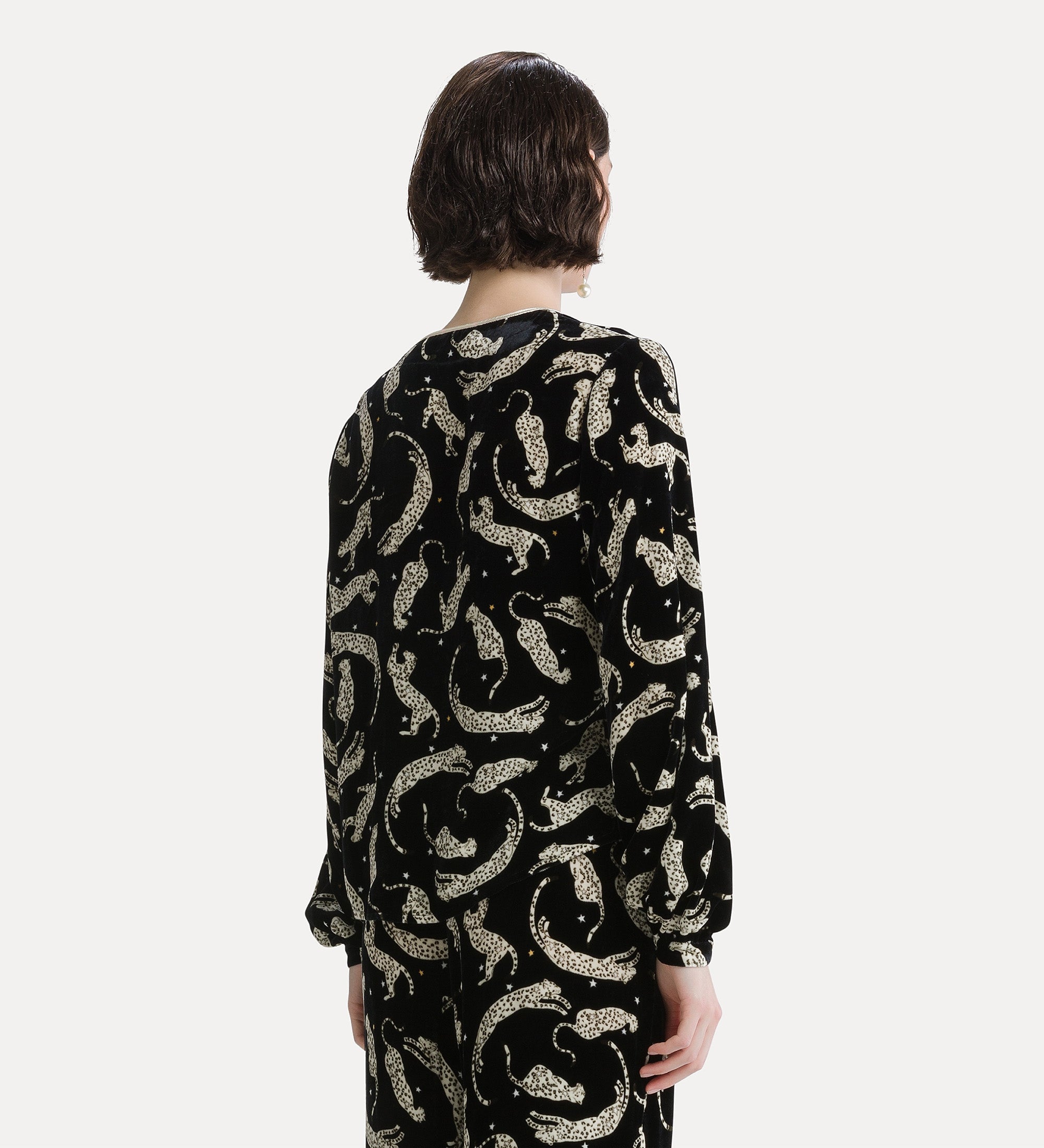Forte camicie velvet top with “royal leopard” print night top nero