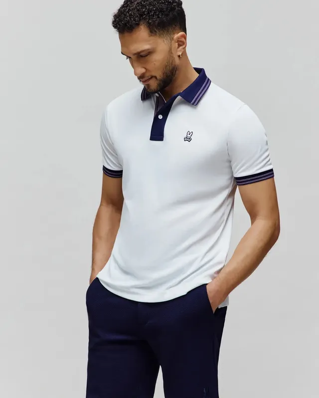 Psycho Bunny Men's Polos Kenyon Performance Pique Polo polo bianca 100 White