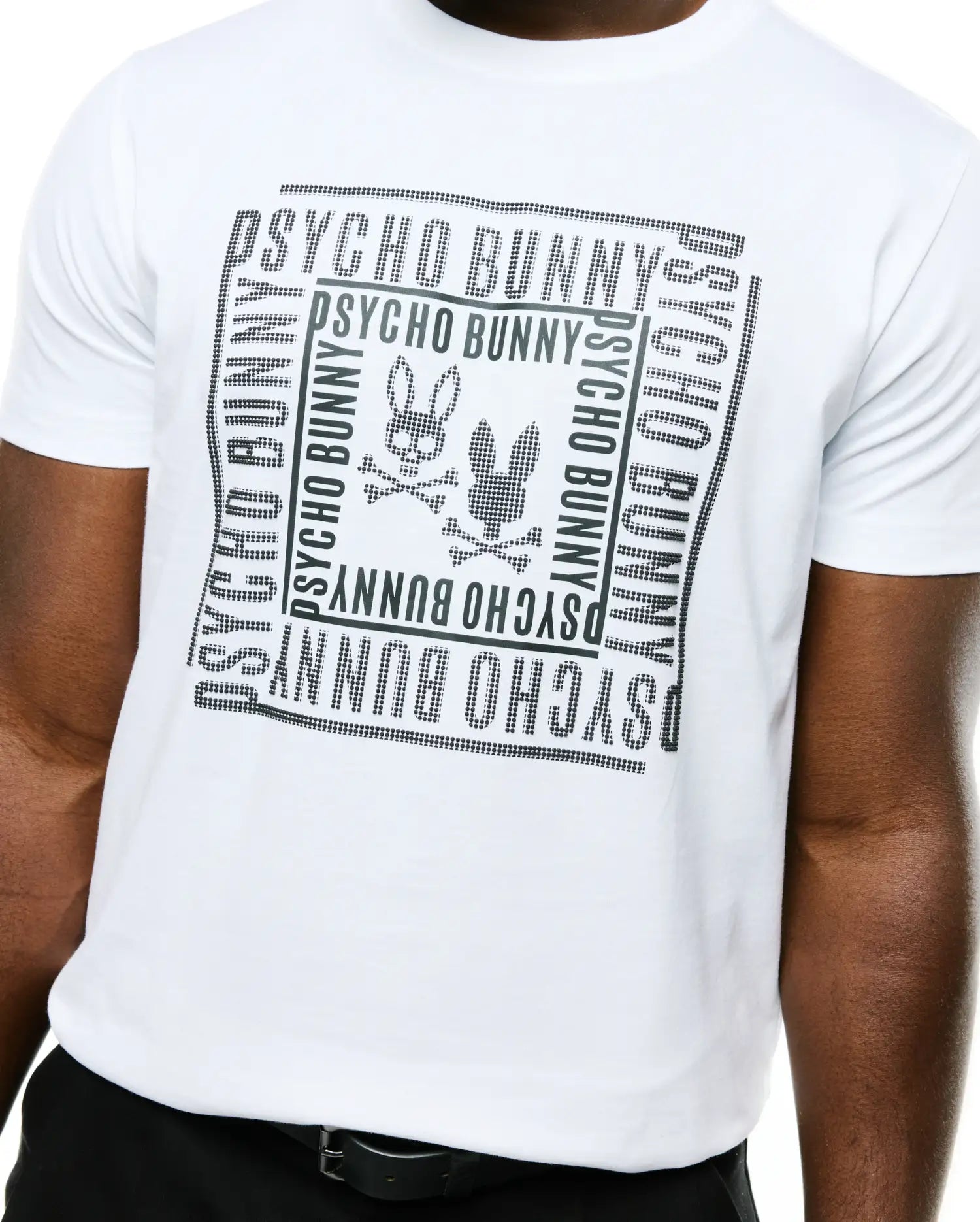 Psycho Bunny Men's Tees Raj Wordmark Graphic Tee MT0200447 maglietta bianca