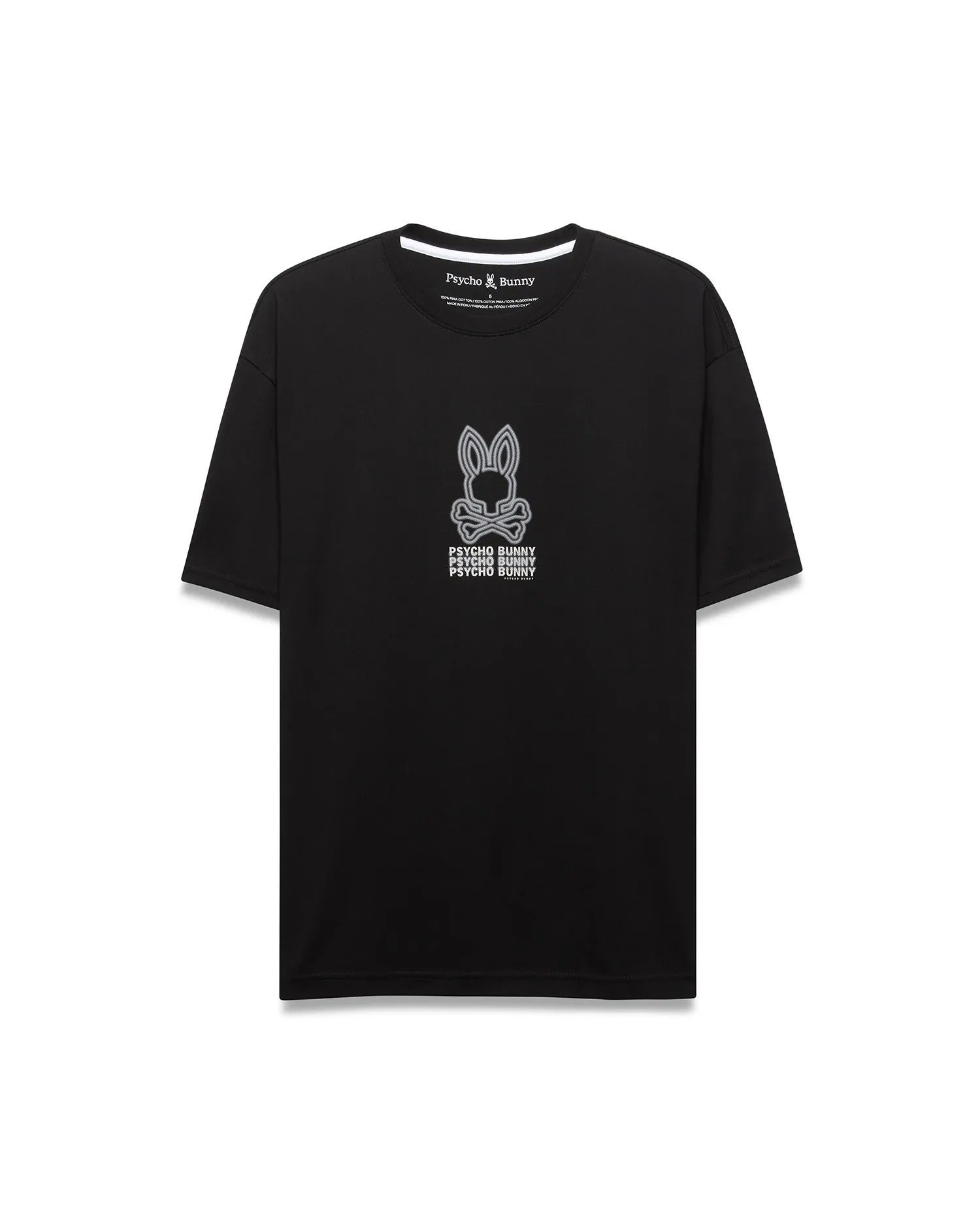 Psycho Bunny Men's Tees Alex Pima Cotton Back Graphic Tee t-shirt nera