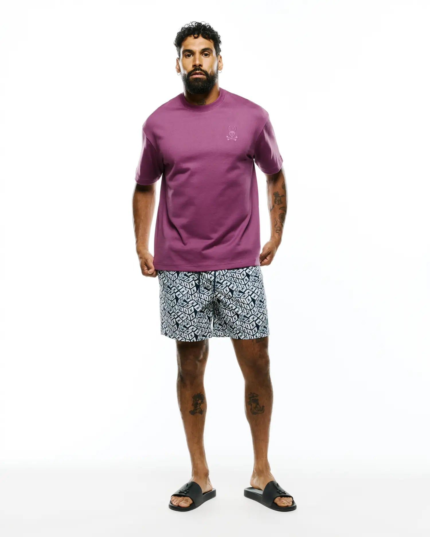 Psycho Bunny Men's Tees Oscar Oversized Tee maglietta viola