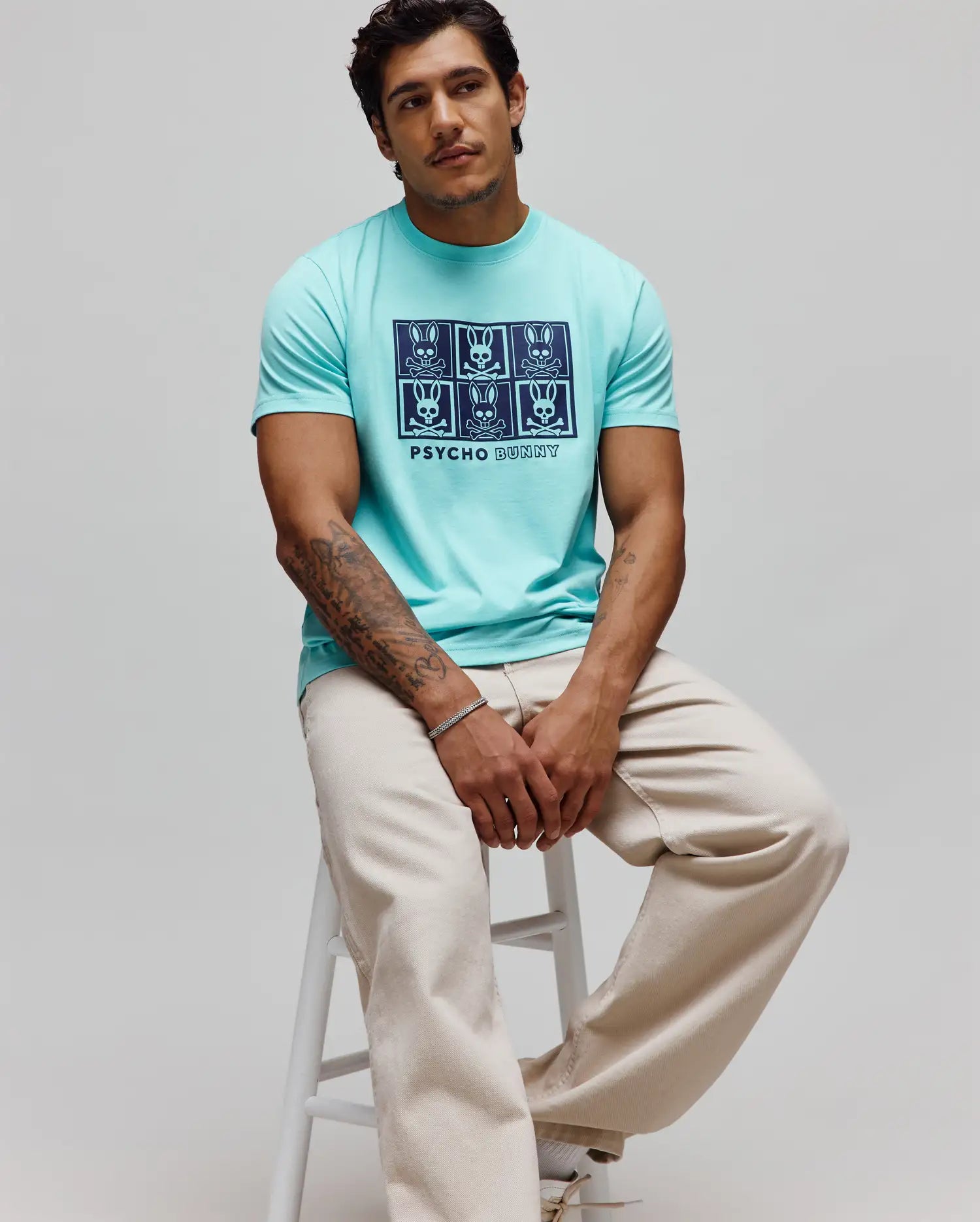 Psycho Bunny Men's Tees Men's Keon Graphic Tee MT0200402 t-shirt sabbia