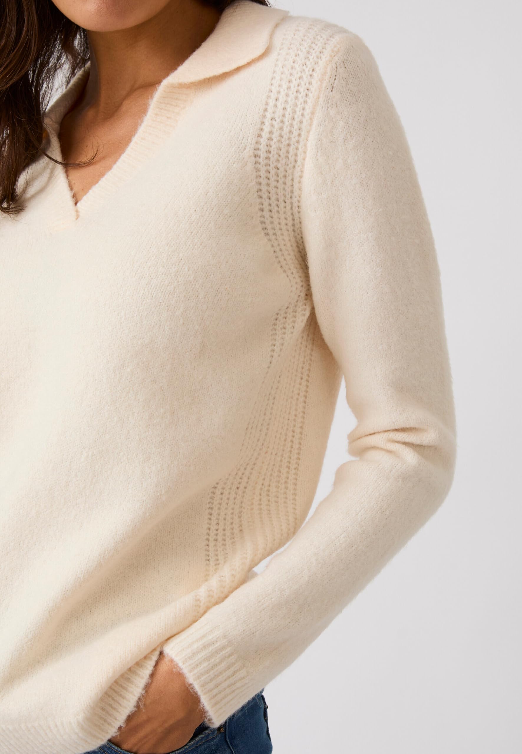 Damart Prêt-à-porter Maglione donna marrone beige 38-40 collo polo