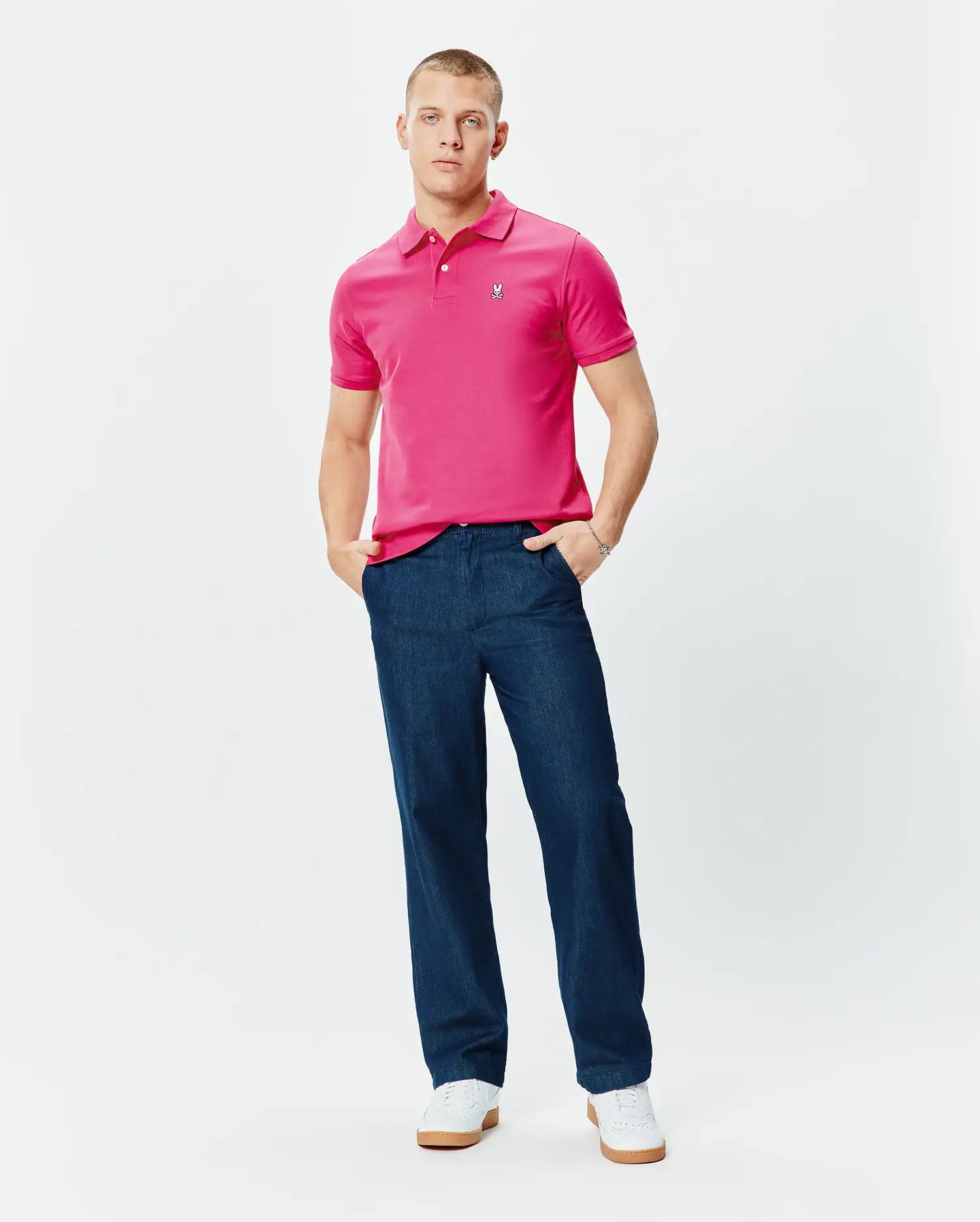 Psycho Bunny Men's Polos B6K001F200 polo Pink Yarrow cotone Pima