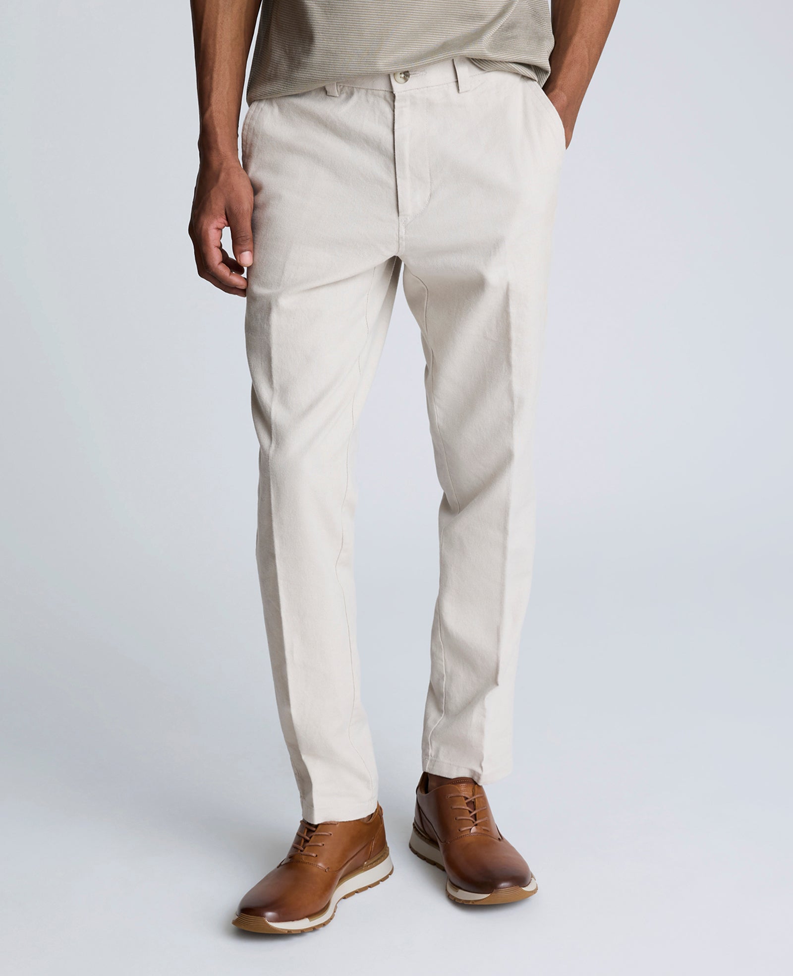 Kenneth Cole Reaction Clothing Linen Blend Slim Fit Flat Front Chino Pant pantaloni chino String 29/30 slim