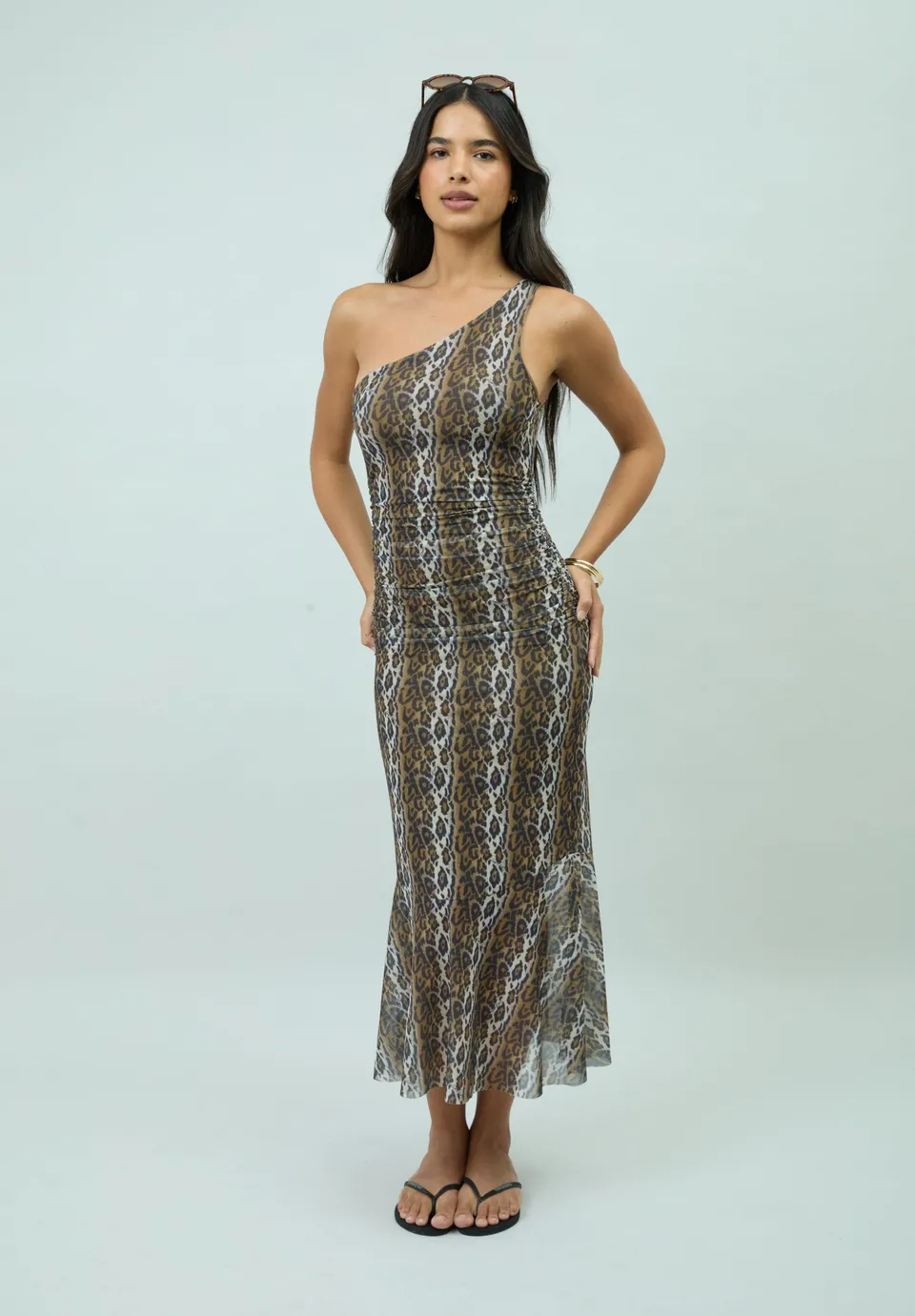 House Of Sunny Women's Dresses Leopard Asymmetric Dress vestito midi leopardato taglie UK 6-18