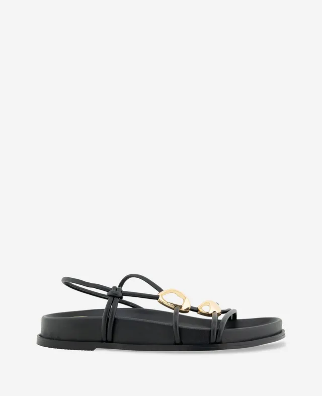 Kenneth Cole Reaction Shoes Vera Strappy Leather Embellished Sandal sandali neri con cinturini decorati
