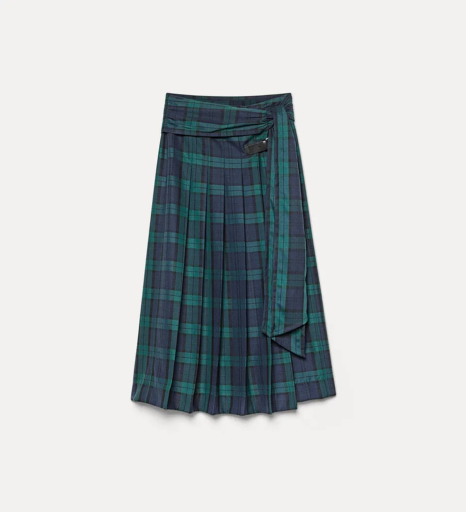 Forte gonne kilt Woods in lana vergine tartan verde