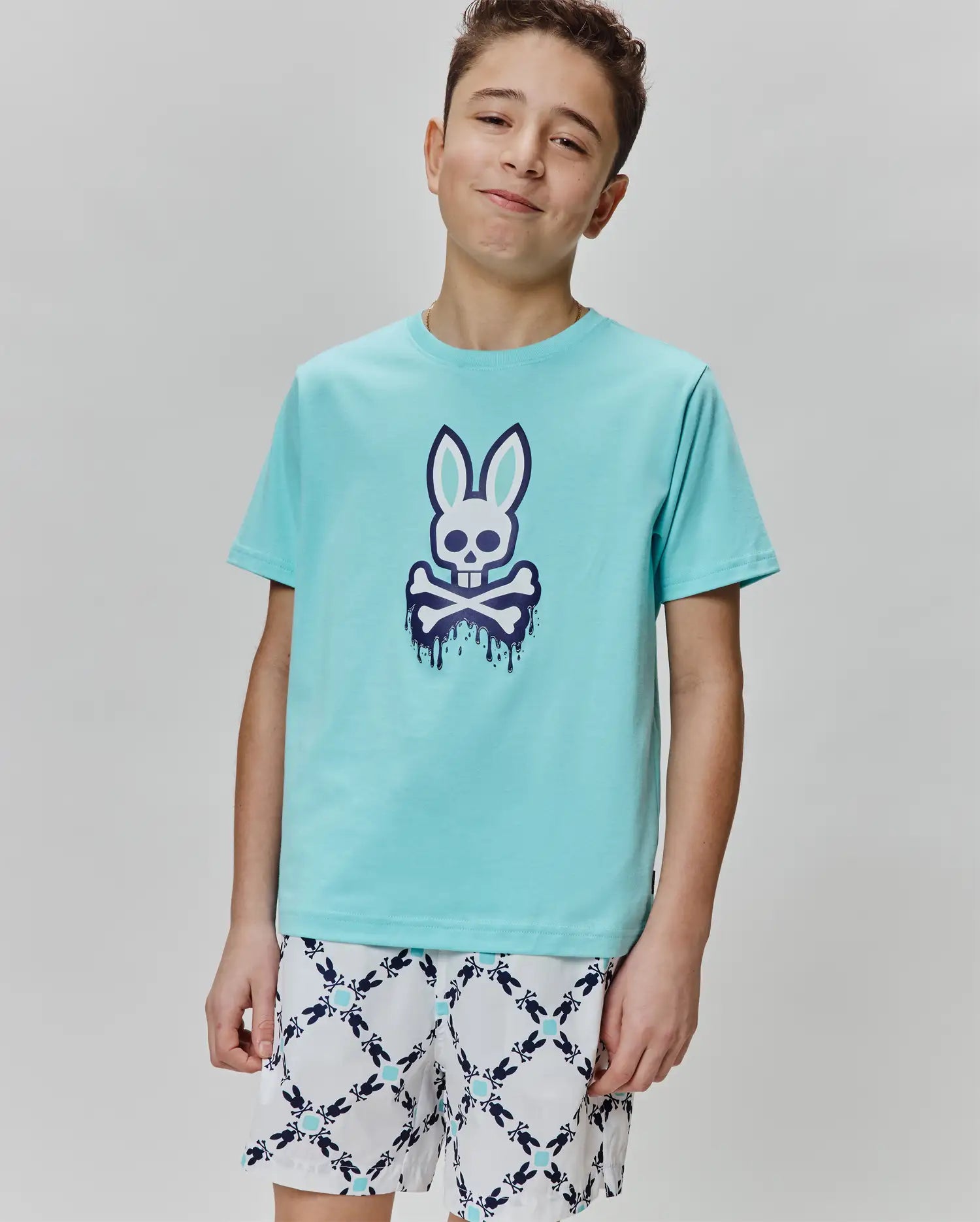 Psycho Bunny Kids Tees Carl Graphic Tee maglietta Antigua Sand cotone Pima
