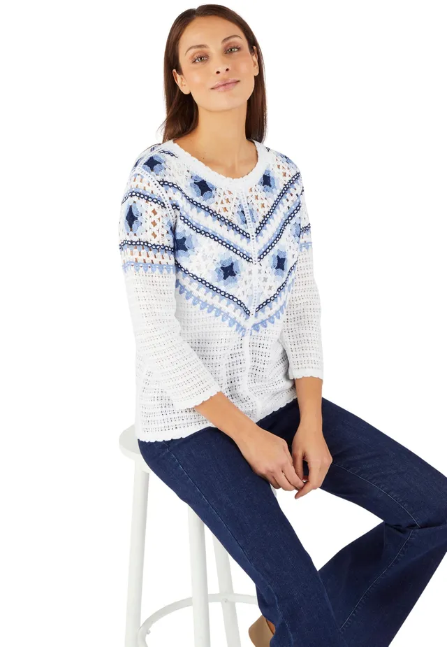 Damart Prêt-à-porter Maglione in maglia crochet colorato