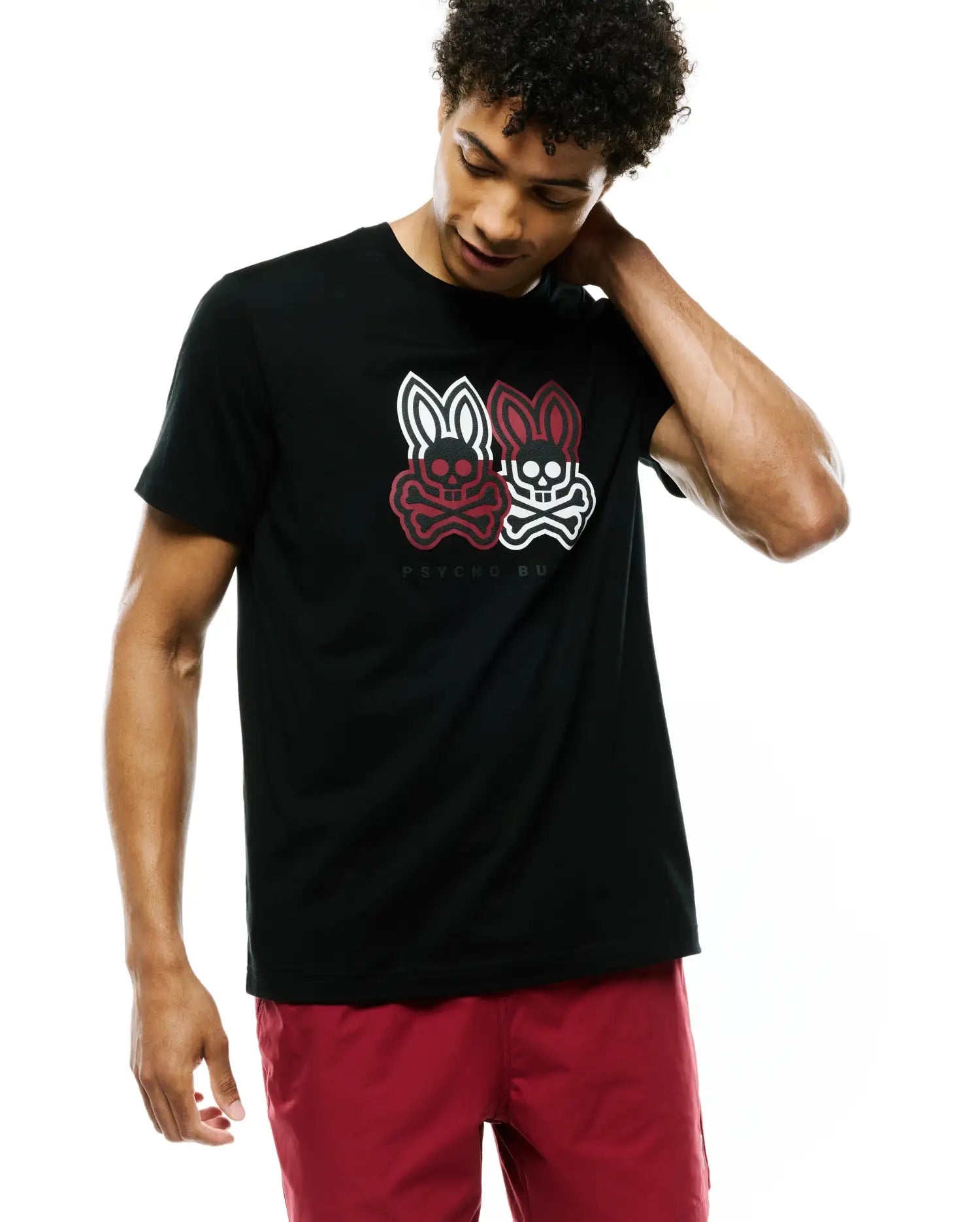Psycho Bunny Men's Tees Ledger Graphic Tee T-shirt nera in cotone Pima
