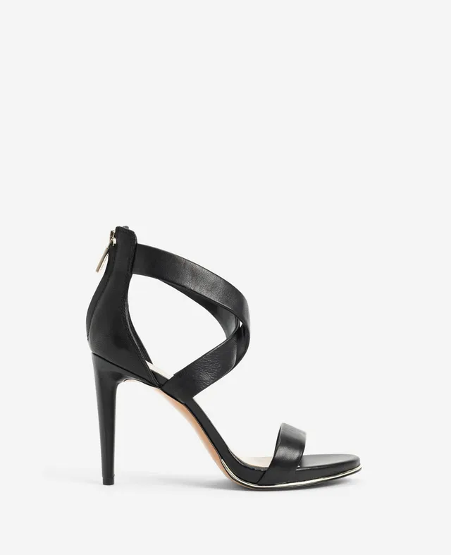 Kenneth Cole Reaction Shoes Brooke Cross Strap Heeled Sandal sandali neri in pelle