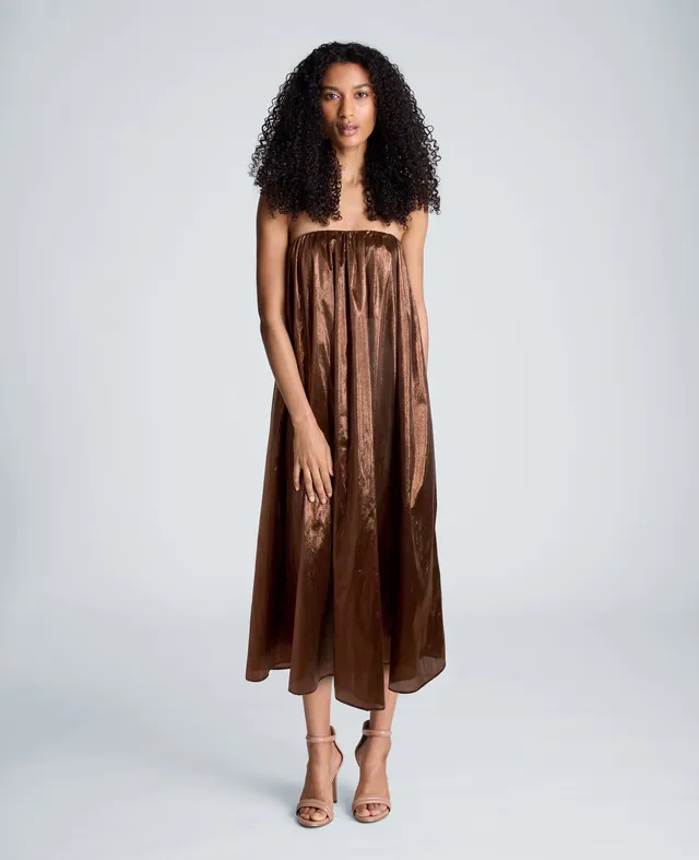Kenneth Cole Reaction Clothing Strapless Foil Maxi Dress abito lungo rame