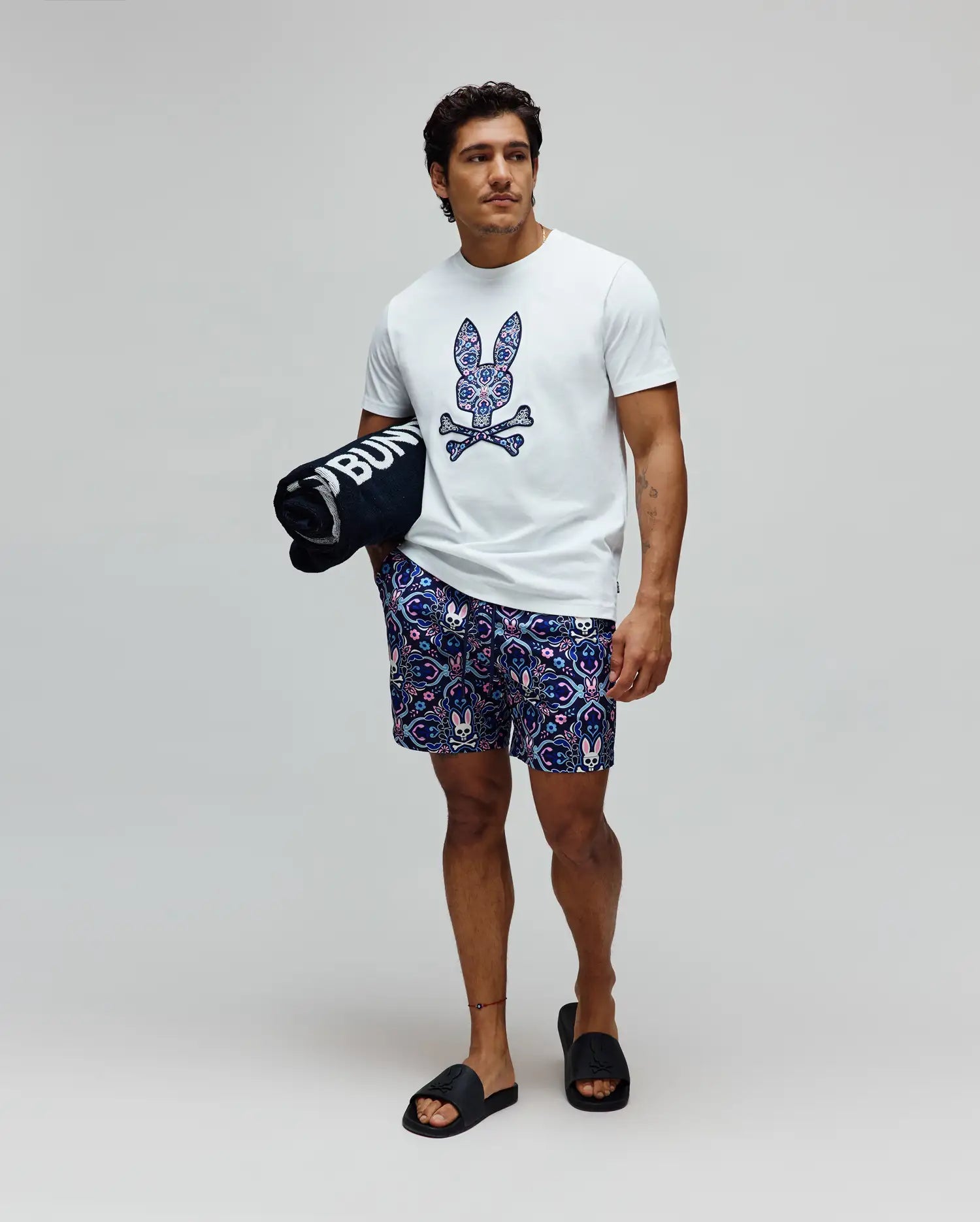 Psycho Bunny Men's Tees MENS LUKE GRAPHIC TEE MT0200236 t-shirt bianca