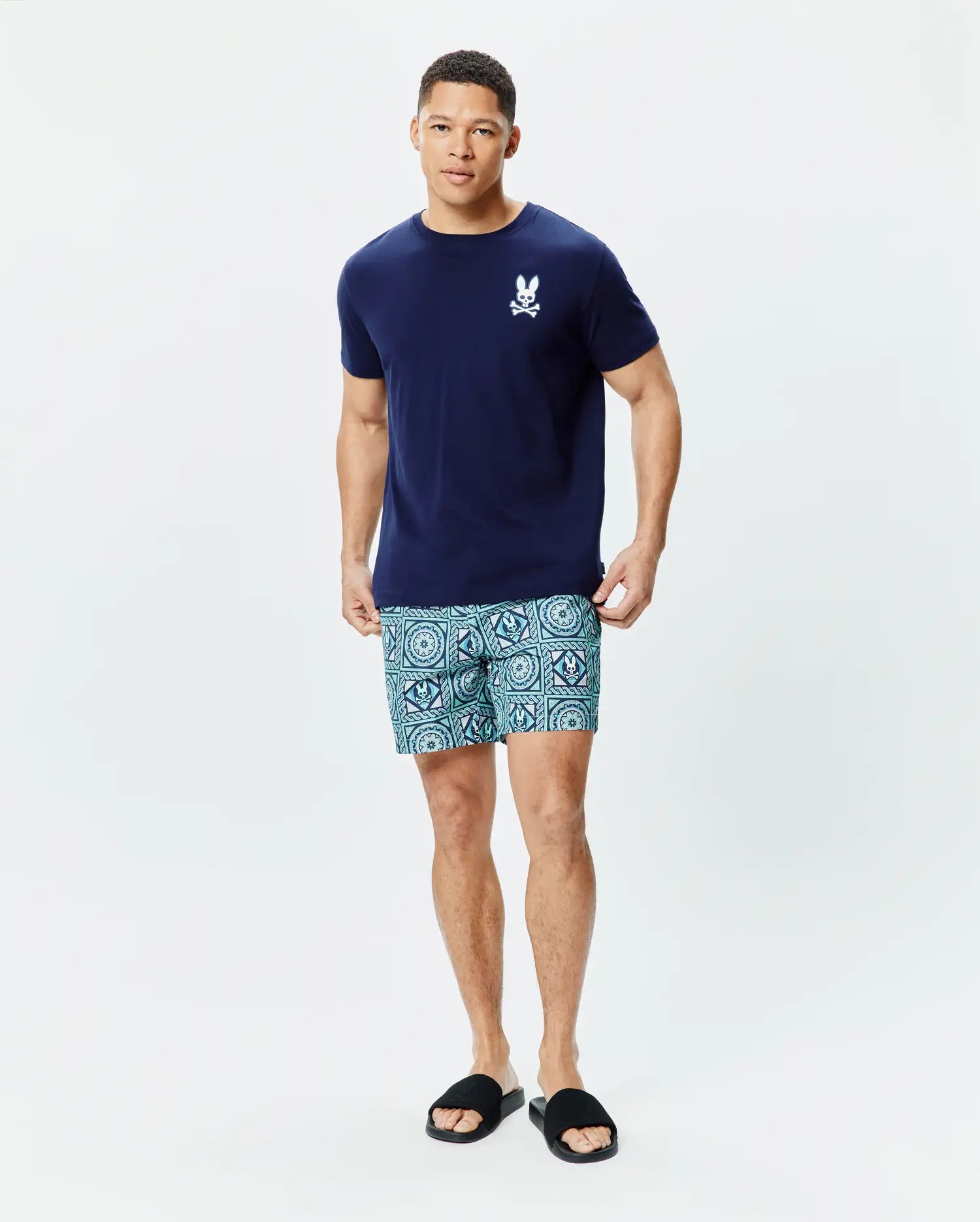 Psycho Bunny Men's Tees Frank Back Graphic Tee MT0200293 T-shirt blu