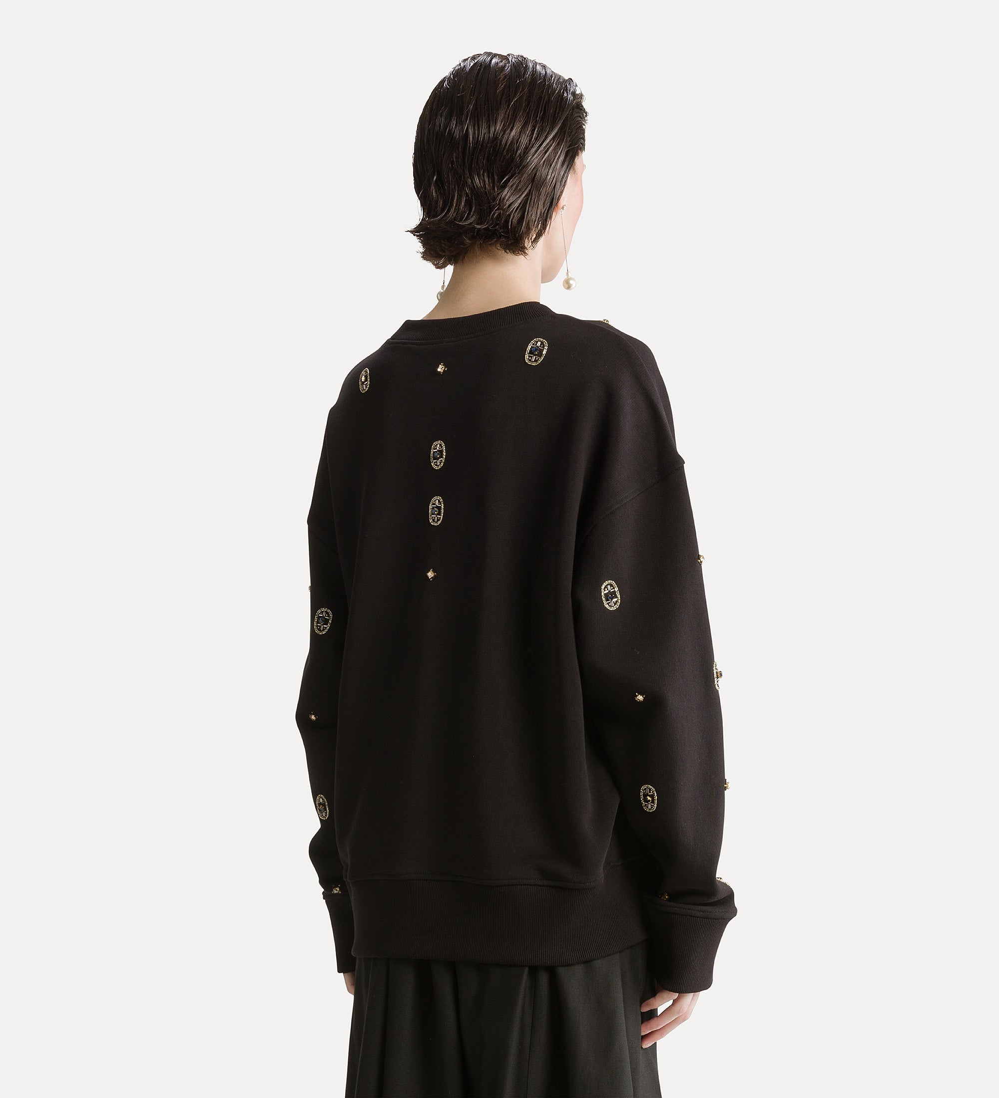 Forte top cotton crew-neck sweatshirt with “le club” embroidery felpa notte in cotone