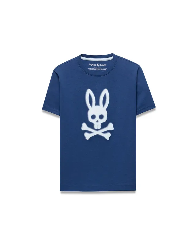 Psycho Bunny Kids Tees KIDS EMMANUEL GRAPHIC TEE KT0200240 maglietta blu in cotone Pima