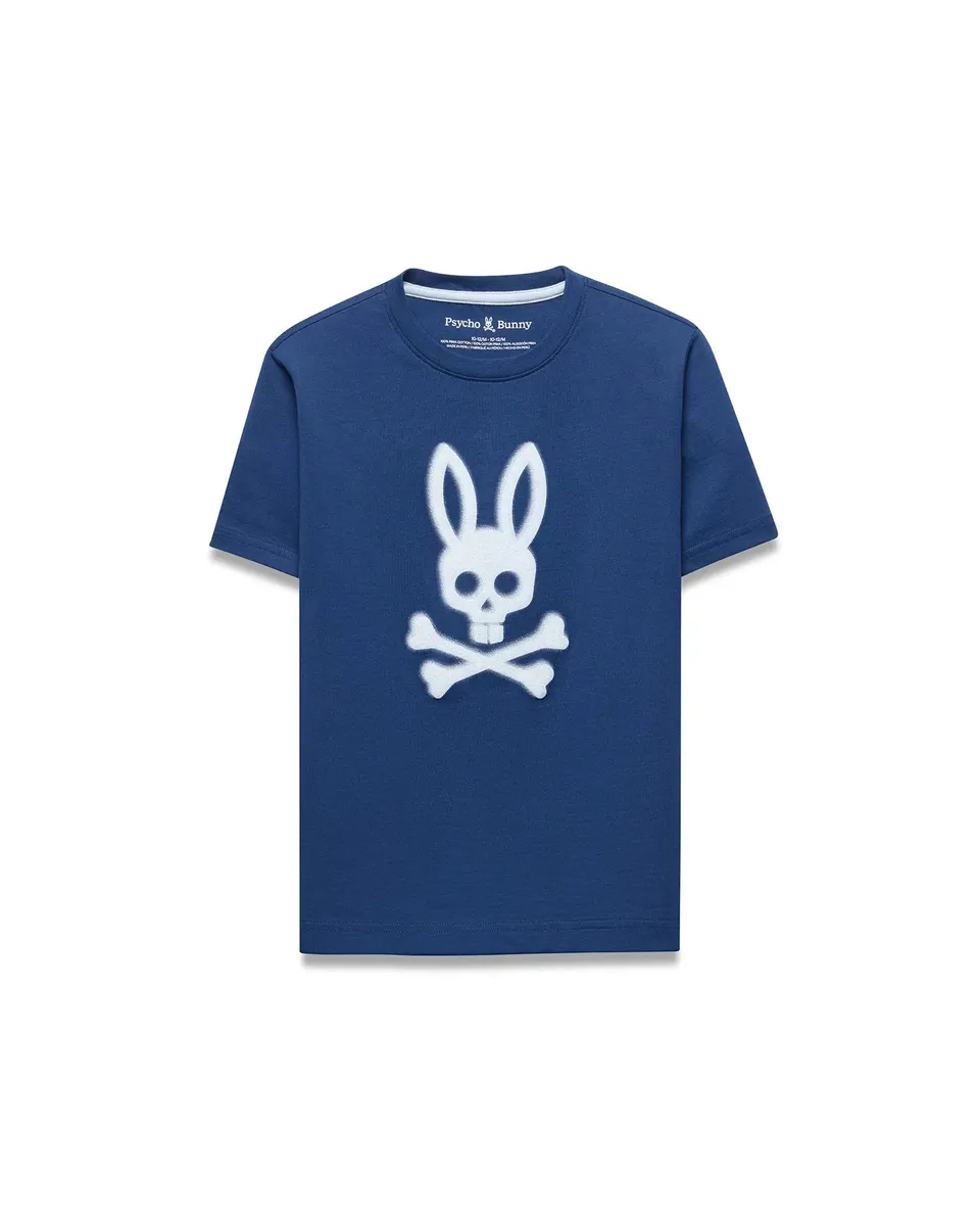 Psycho Bunny Kids Tees KIDS EMMANUEL GRAPHIC TEE KT0200240 maglietta blu in cotone Pima