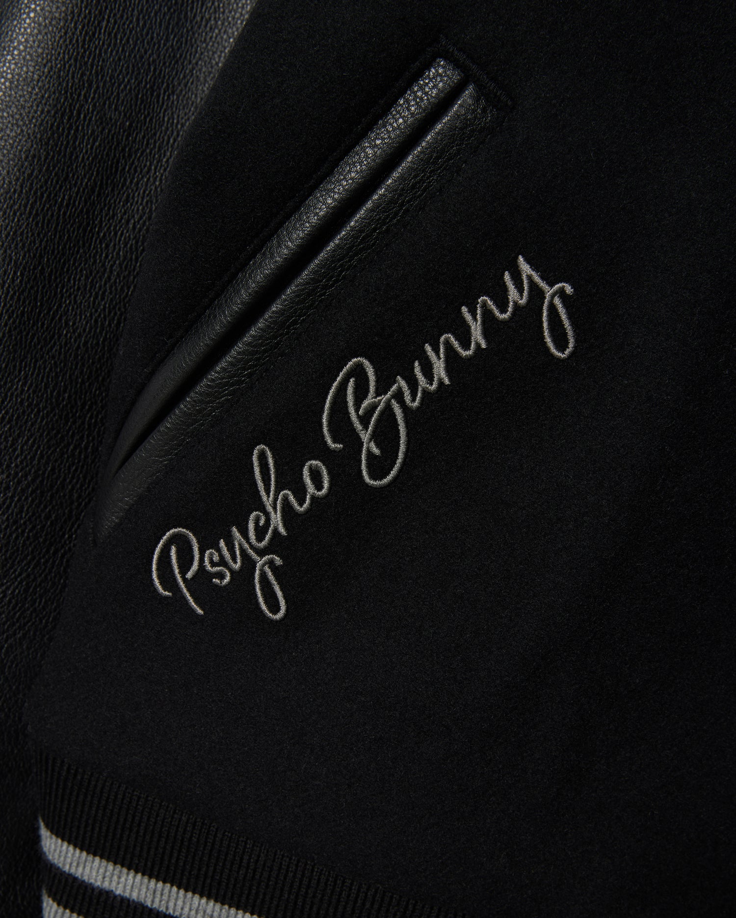 Psycho Bunny Jackets MENS BRAYDEN WOOL LEATHER VARSITY BOMBER giacca nera