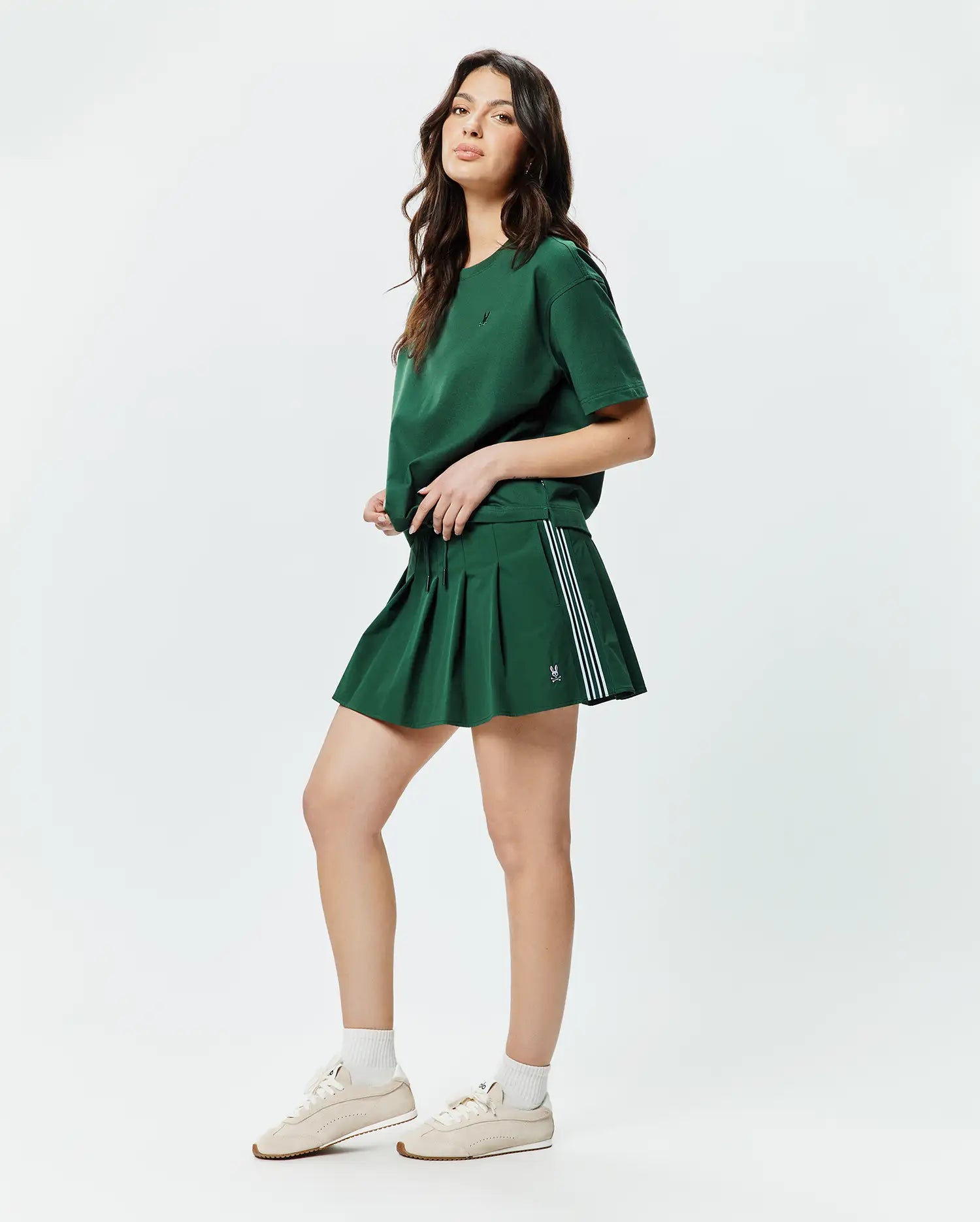 Psycho Bunny Women's Bottoms Cecilia Pleated Skort gonna pantaloncino verde scuro