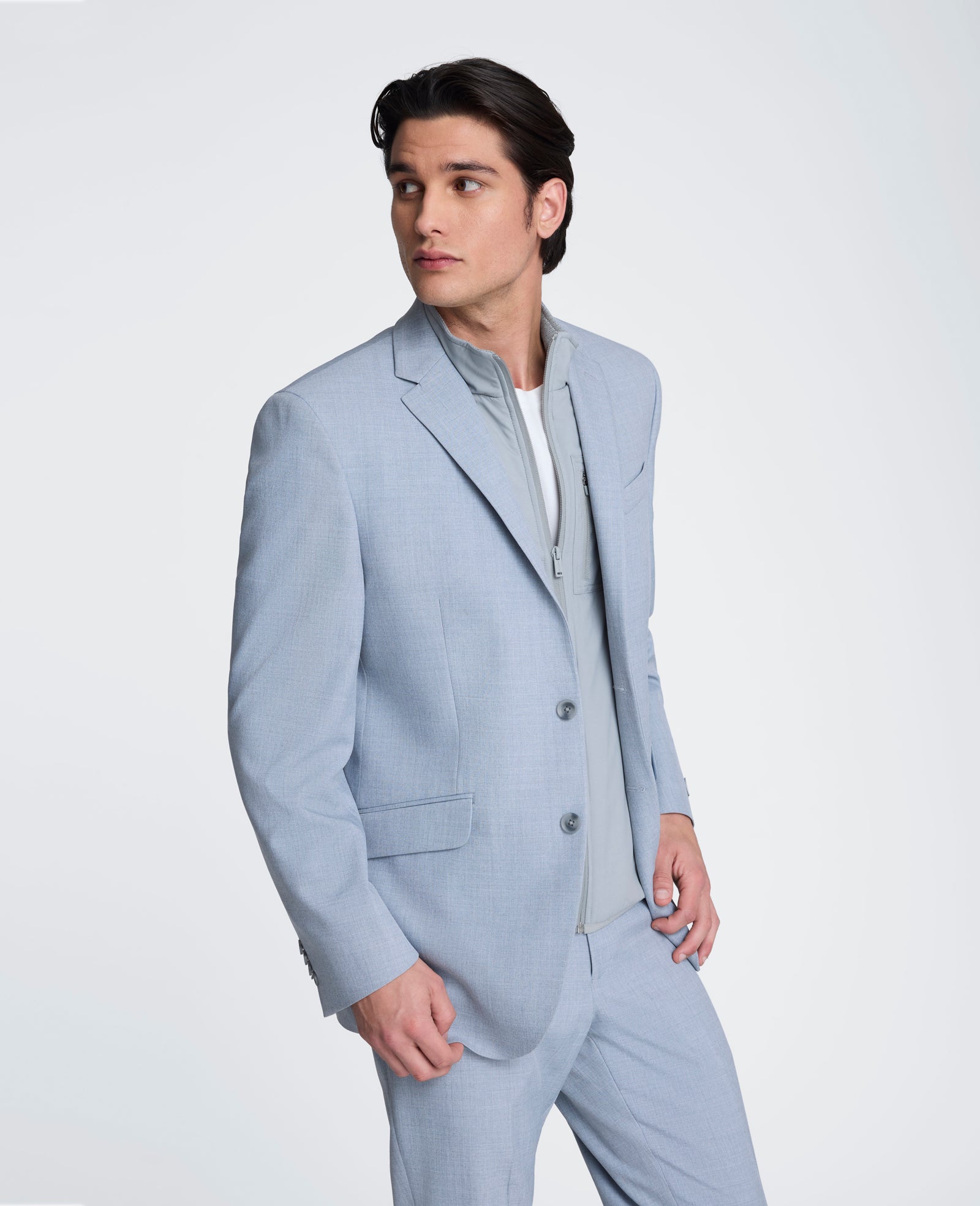 Kenneth Cole Reaction Clothing Ready Flex Slim-Fit Stretch Suit completo slim fit azzurro pallido