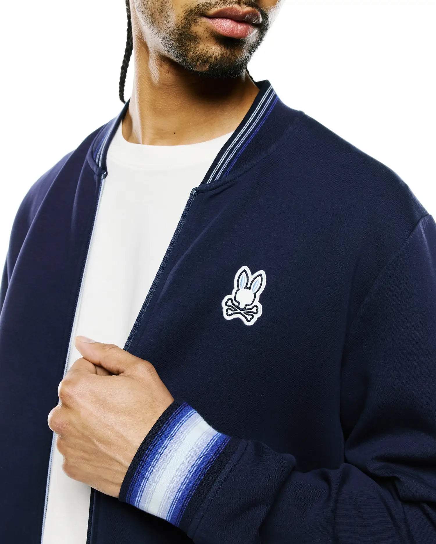 Psycho Bunny Jackets Jaydon Track Jacket giacca blu da uomo in cotone elasticizzato