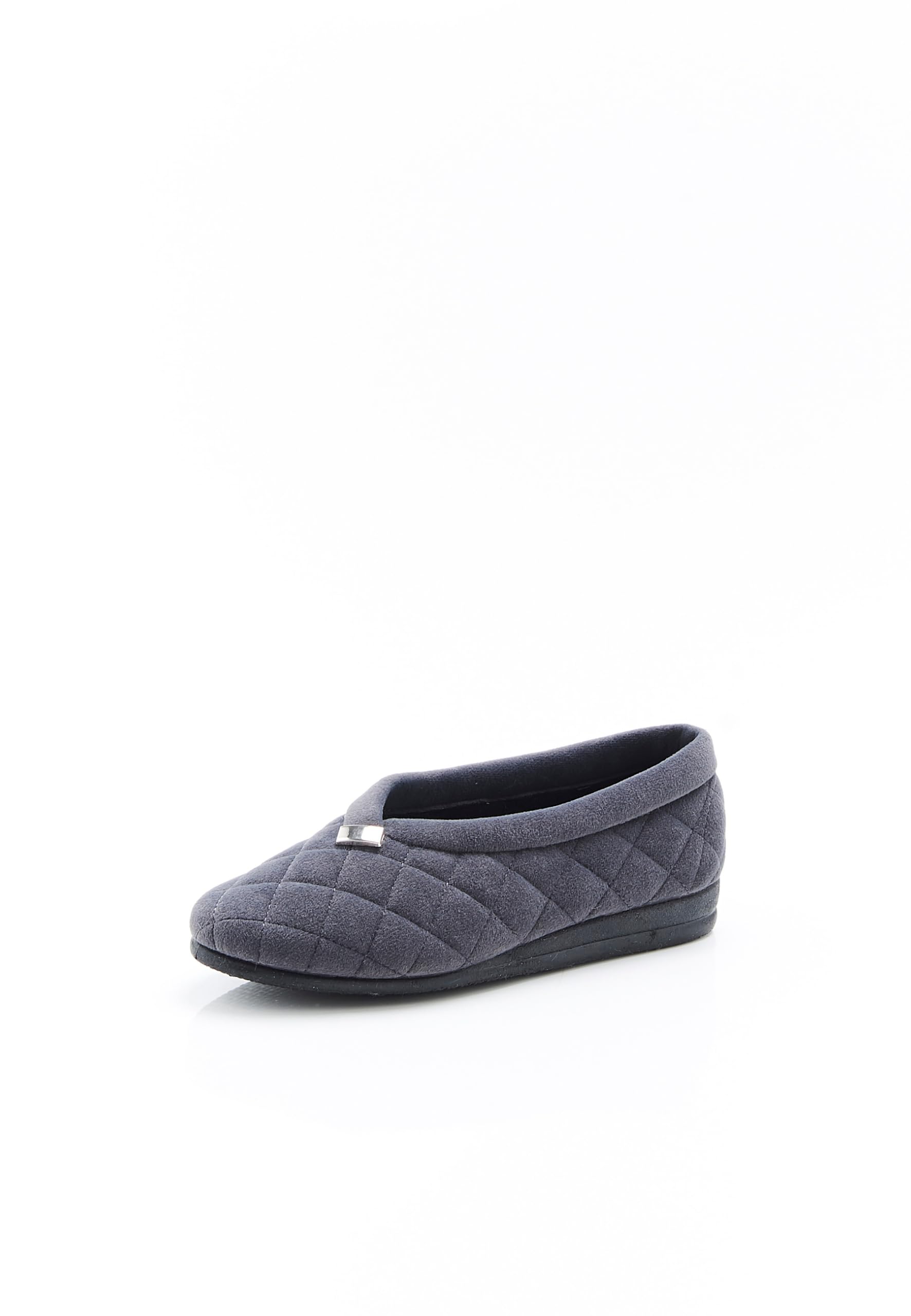 Damart Calzature pantofole da donna in velluto trapuntato blu