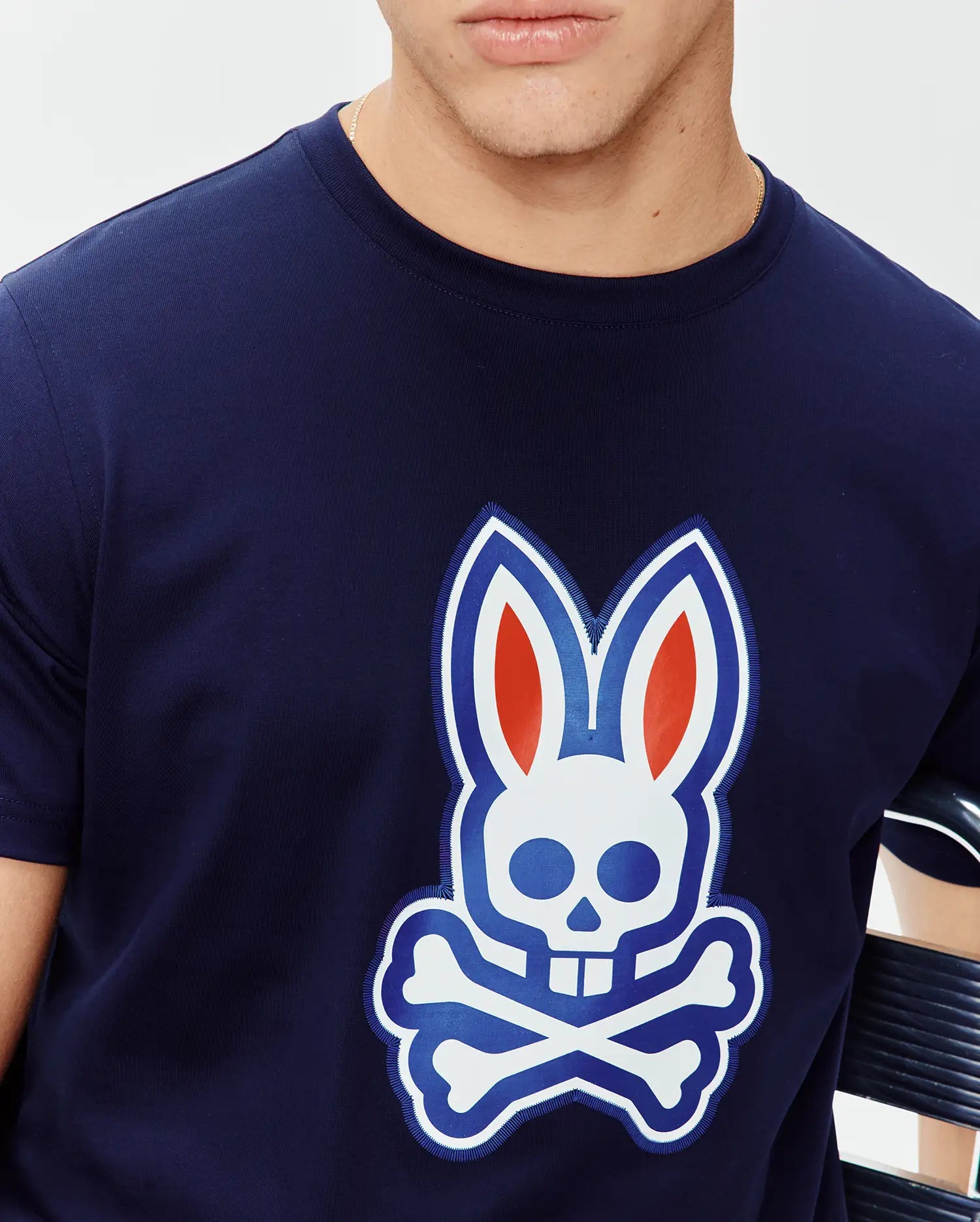 Psycho Bunny Men's Tees MENS JOHN GRAPHIC TEE MT0200421 t-shirt blu in cotone Pima