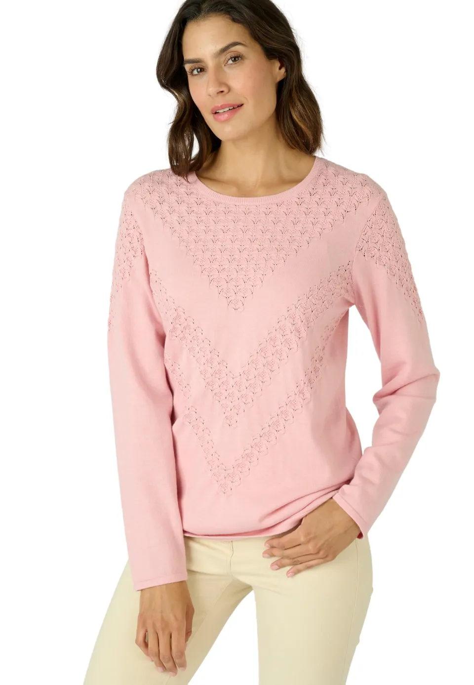 Damart Thermolactyl maglione punto fantasia donna rosa caldo