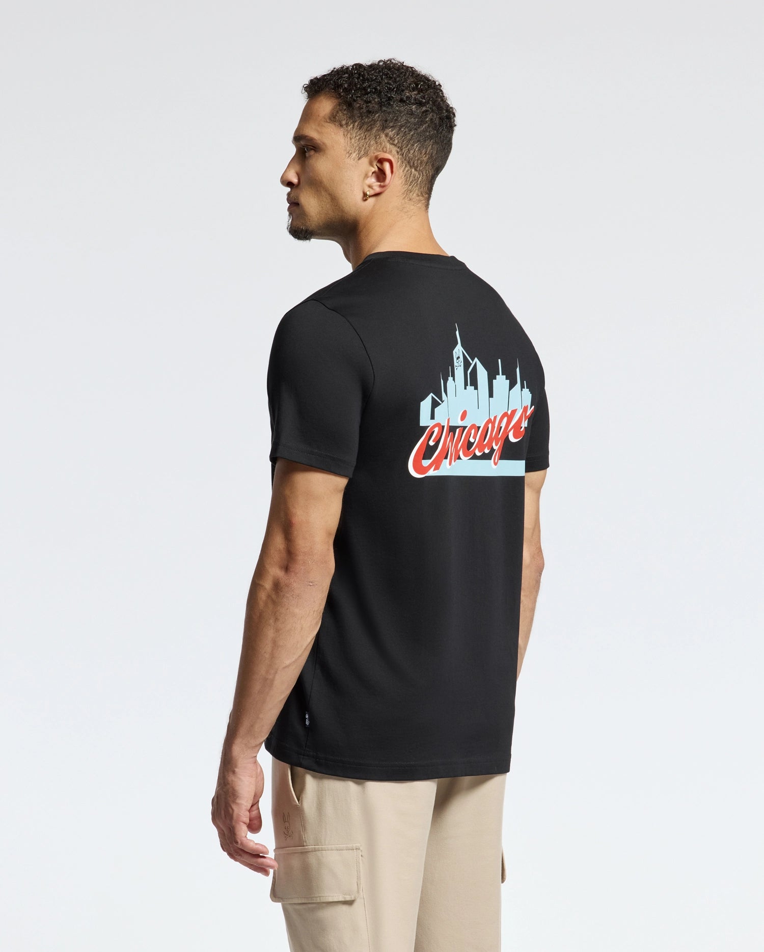 Psycho Bunny Men's Tees MENS CHICAGO TEE B6U551W1PC t-shirt nera in cotone Pima