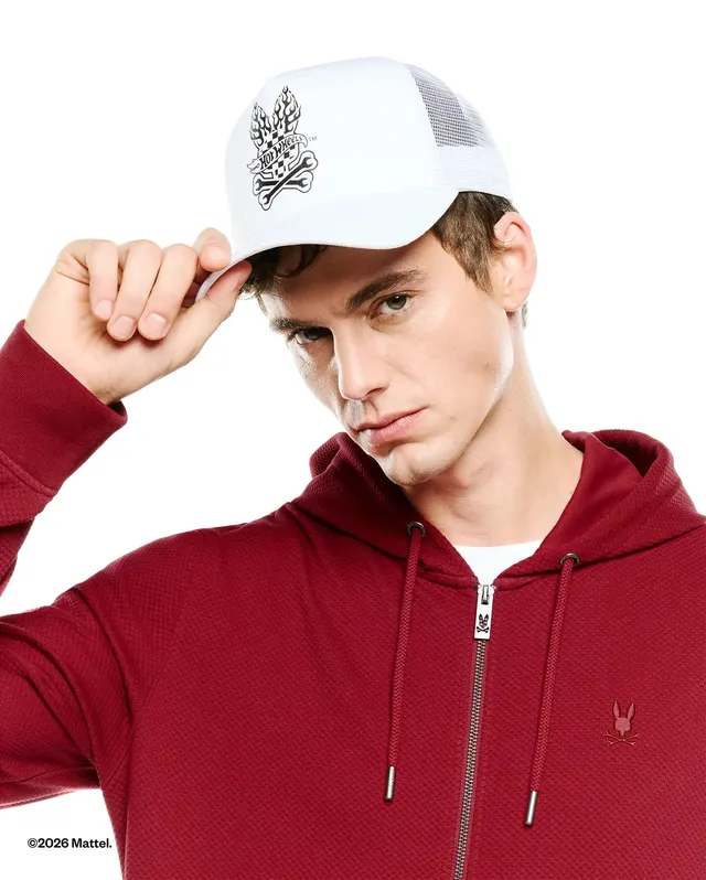 Psycho Bunny Accessories Hot Wheels Zephyr Trucker Hat cappello bianco taglia unica in cotone