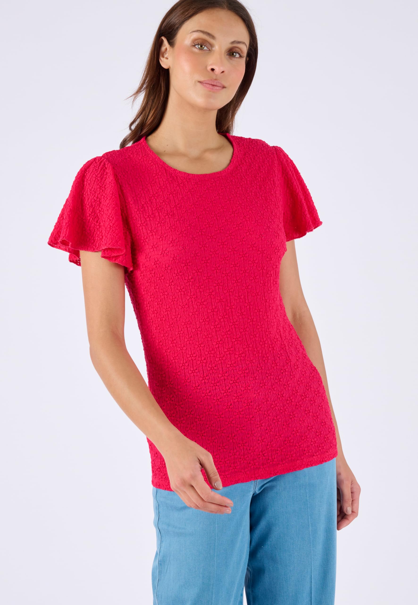 Damart Prêt-à-porter Maglia Jacquard Rilegata Donna 38-40 Rosa Fucsia