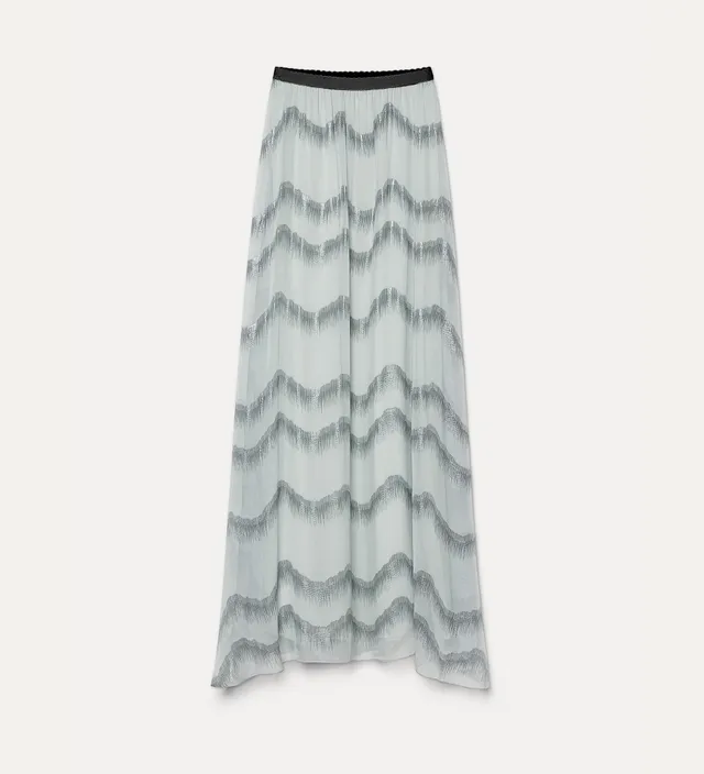 Forte Nuages d'Argent gonna lunga in chiffon di seta quarzo